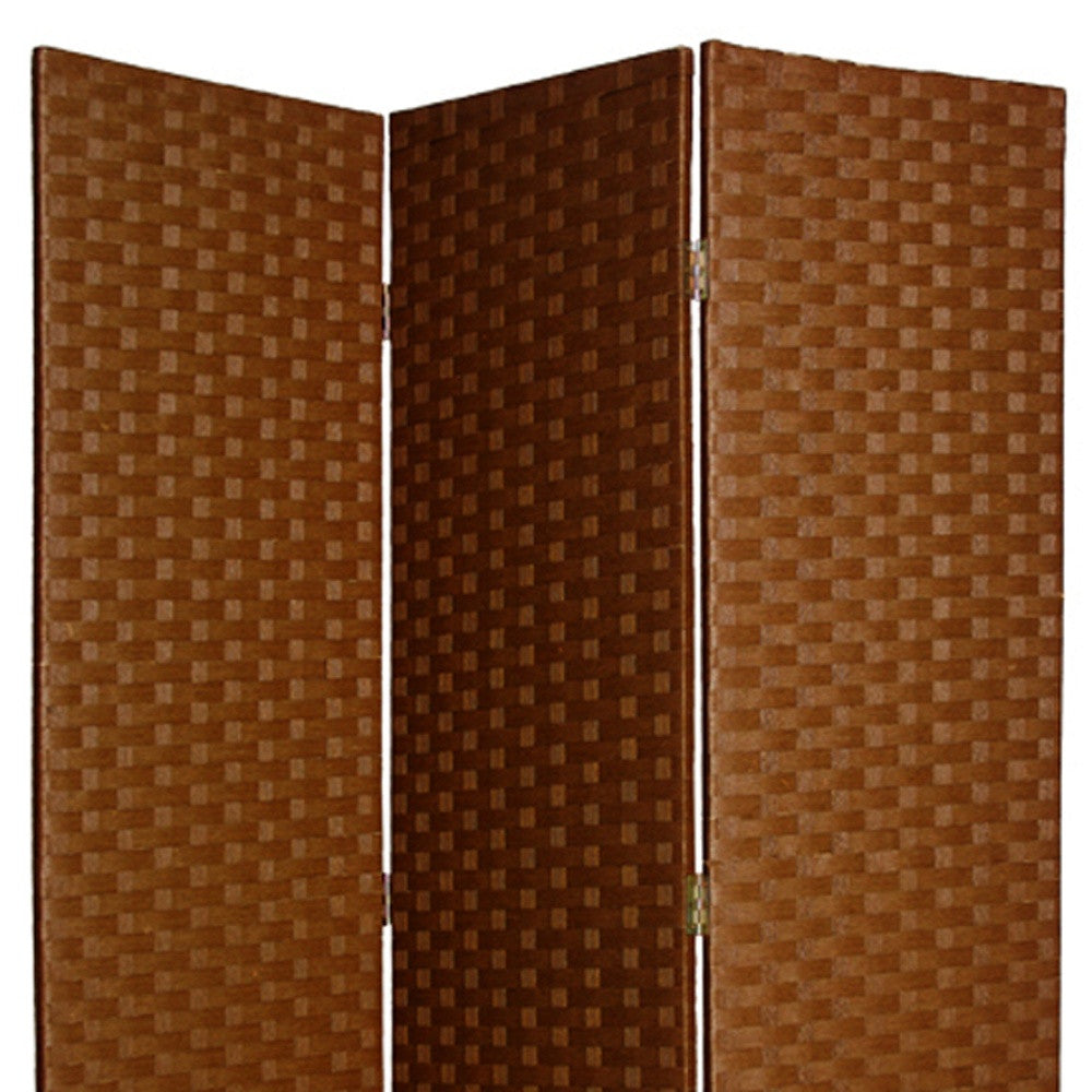 54" X 72" Dark Brown Wood 3 Panel Screen-Room Dividers-DECOROLALA