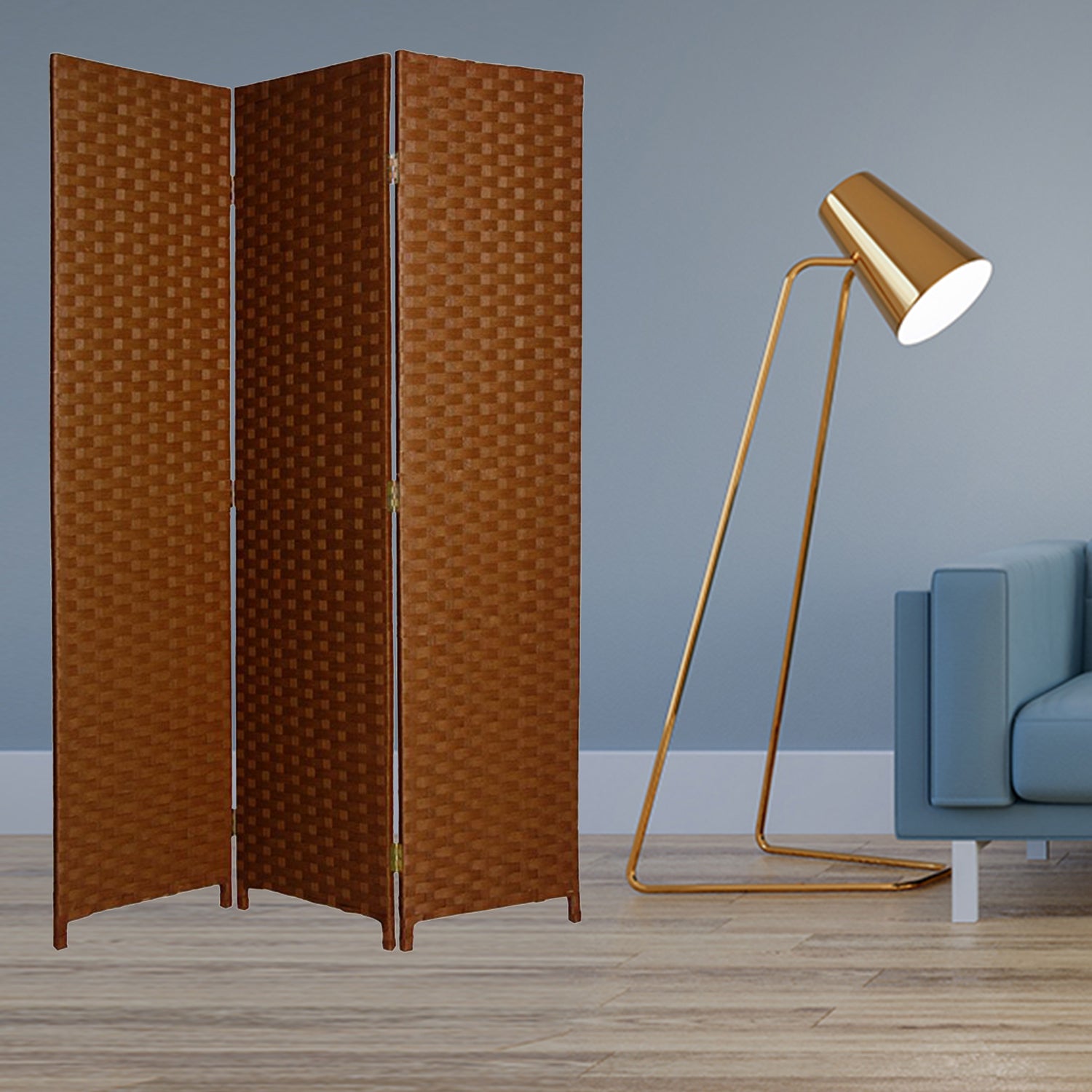 54" X 72" Dark Brown Wood 3 Panel Screen-Room Dividers-DECOROLALA