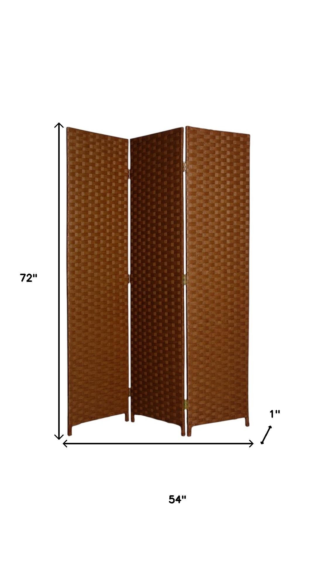 54" X 72" Dark Brown Wood 3 Panel Screen-Room Dividers-DECOROLALA