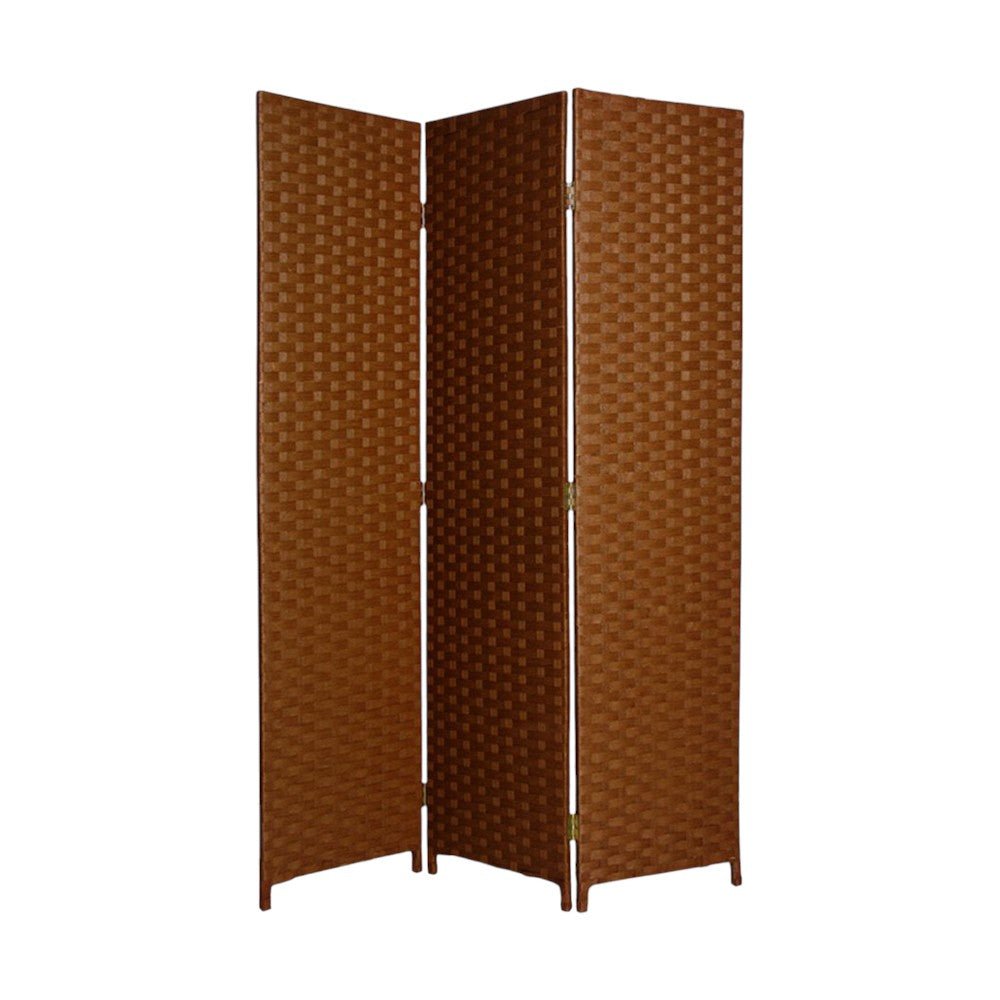 54" X 72" Dark Brown Wood 3 Panel Screen-Room Dividers-DECOROLALA