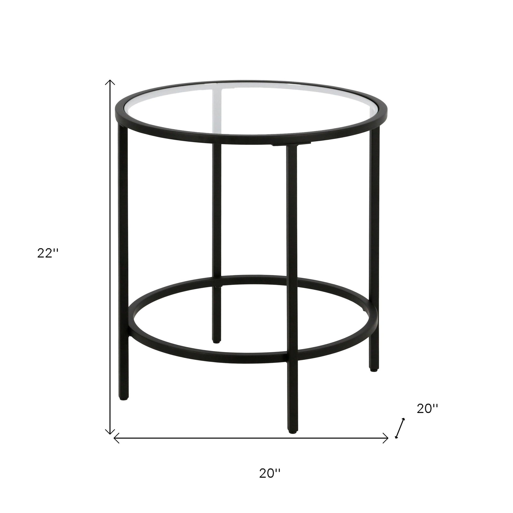 22" Black And Clear Glass And Steel Round End Table-8