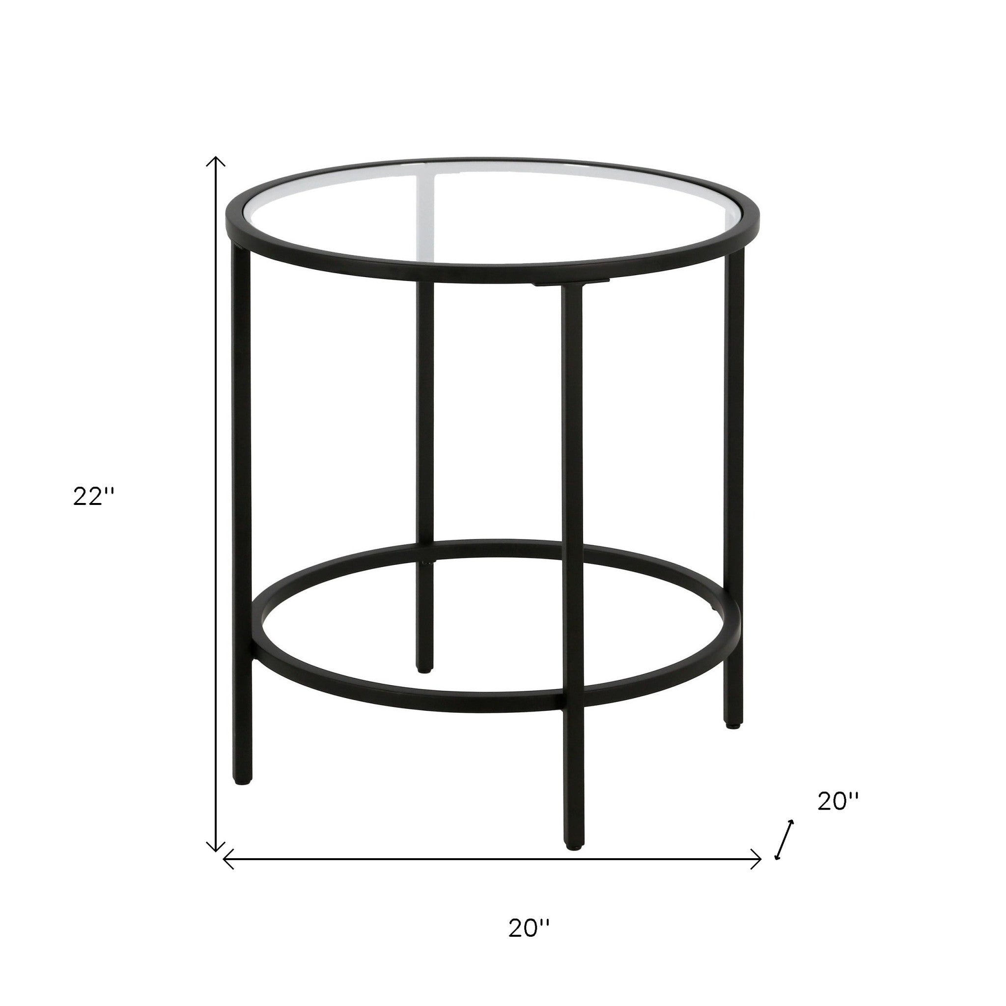 22" Black And Clear Glass And Steel Round End Table-8