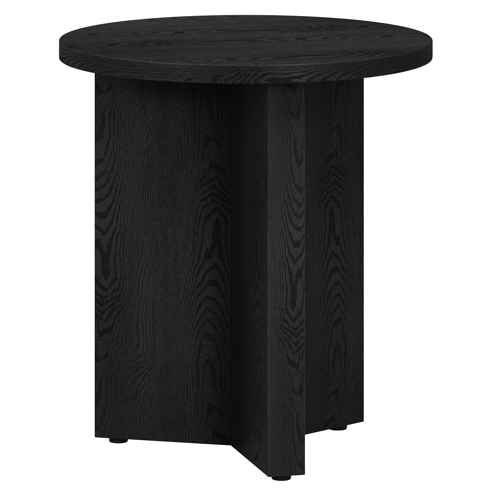 22" Black Wood Round End Table-End-Side Tables-DECOROLALA