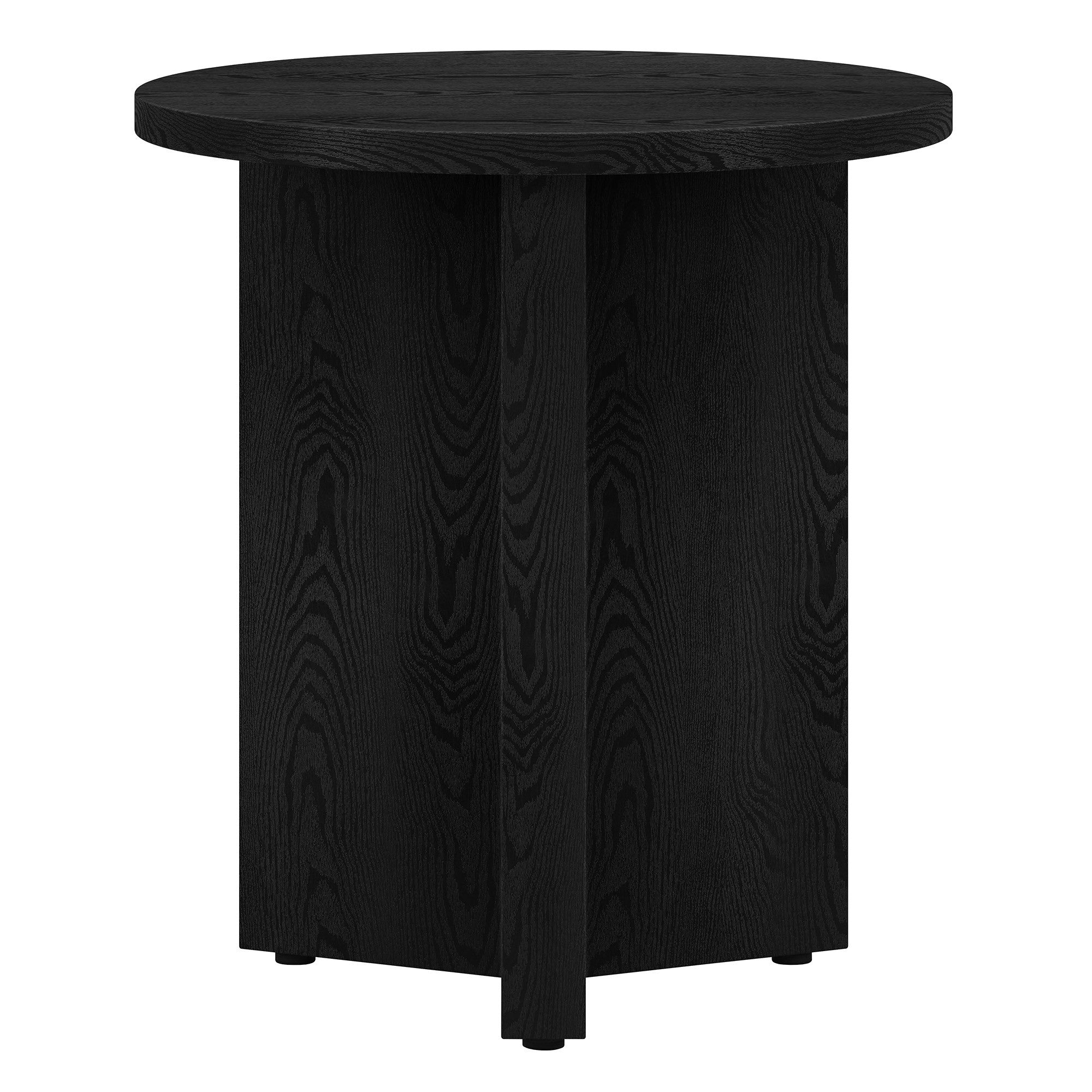 22" Black Wood Round End Table-End-Side Tables-DECOROLALA