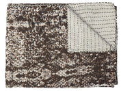 50" X 70" Brown And Ivory Cotton Quilted Kantha Throw Blanket With Embroidery-Throws & Blankets-DECOROLALA