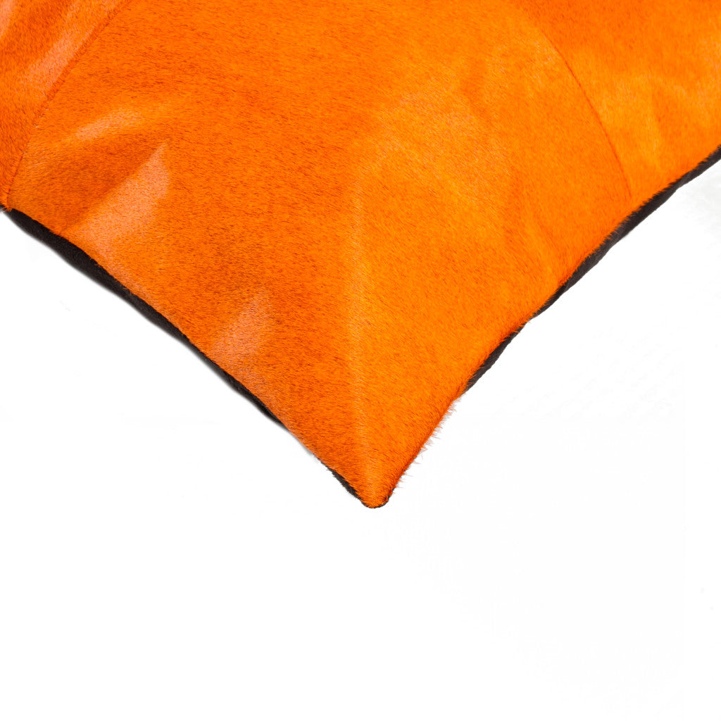 Set of Two 18" Orange Cowhide Throw Pillows-3