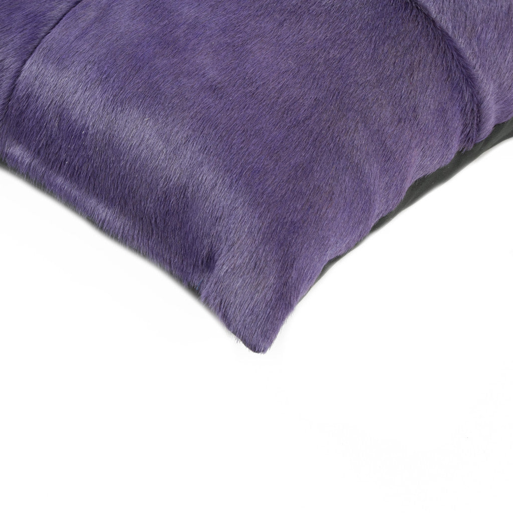 Set of Two 18" Purple Cowhide Throw Pillows-5