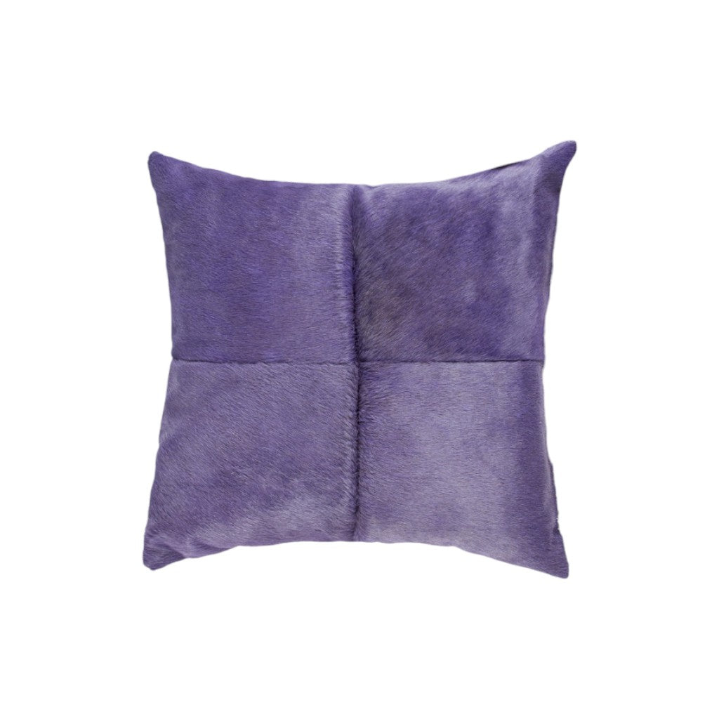 Set of Two 18" Purple Cowhide Throw Pillows-4