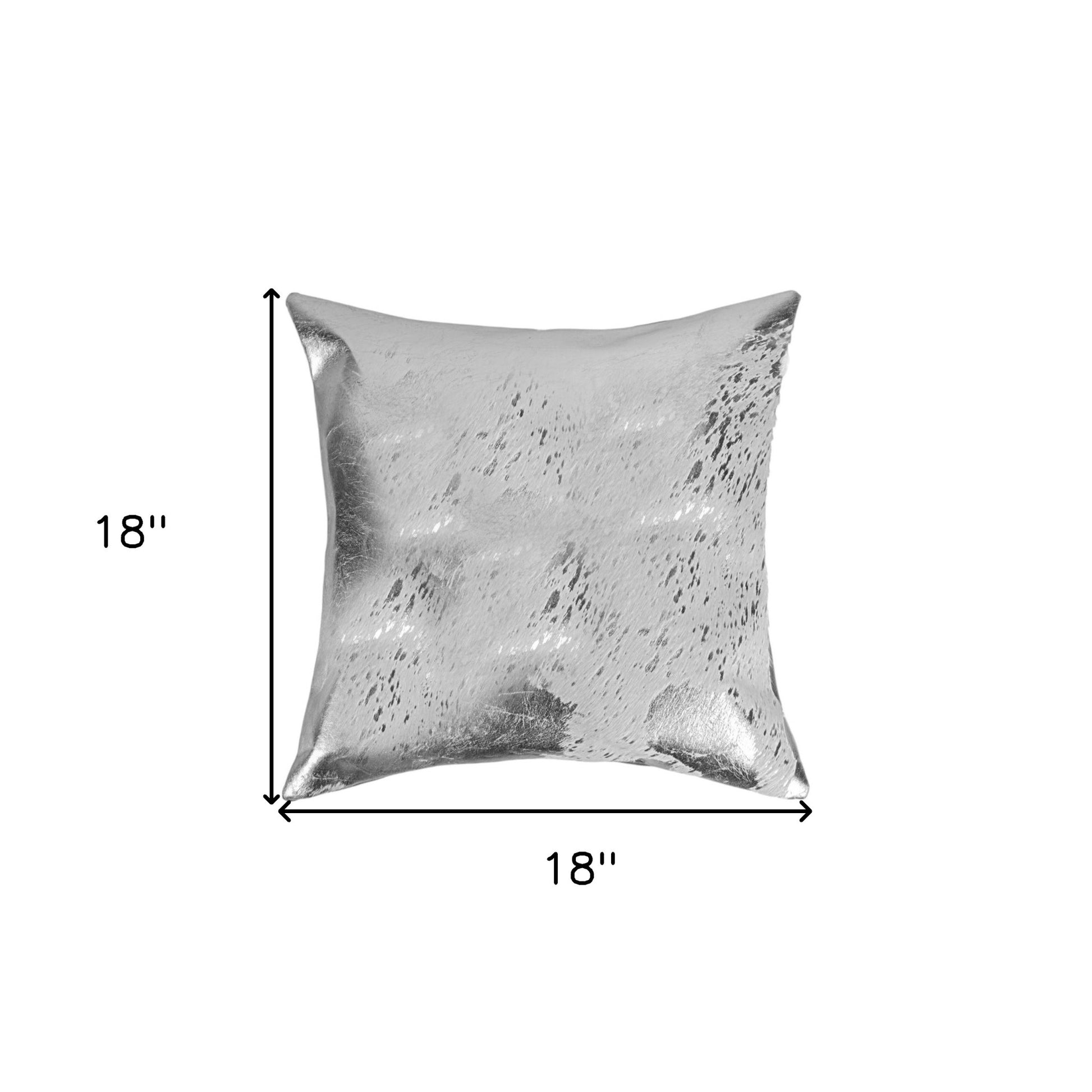 Set of Two 18" Gray and Silver Abstract Cowhide Throw Pillows with Glitter-5
