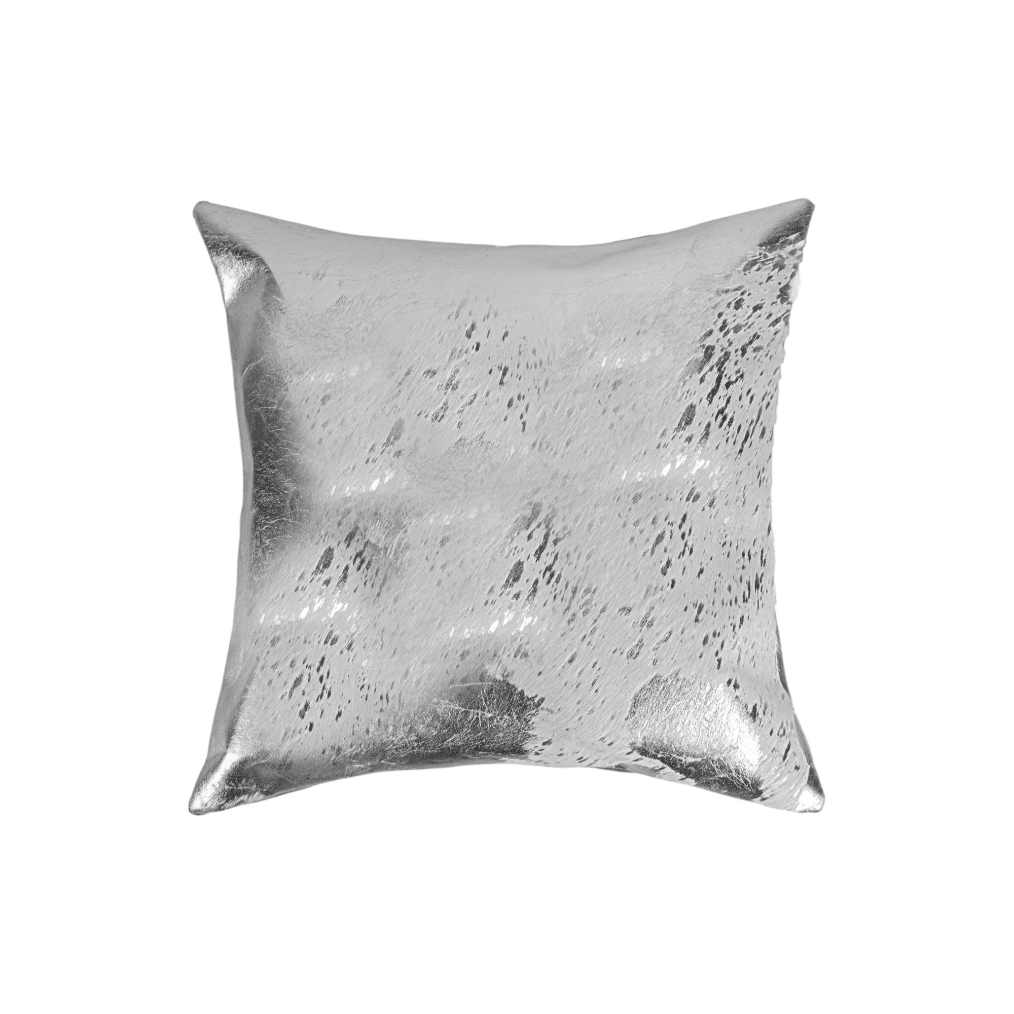 Set of Two 18" Gray and Silver Abstract Cowhide Throw Pillows with Glitter-2