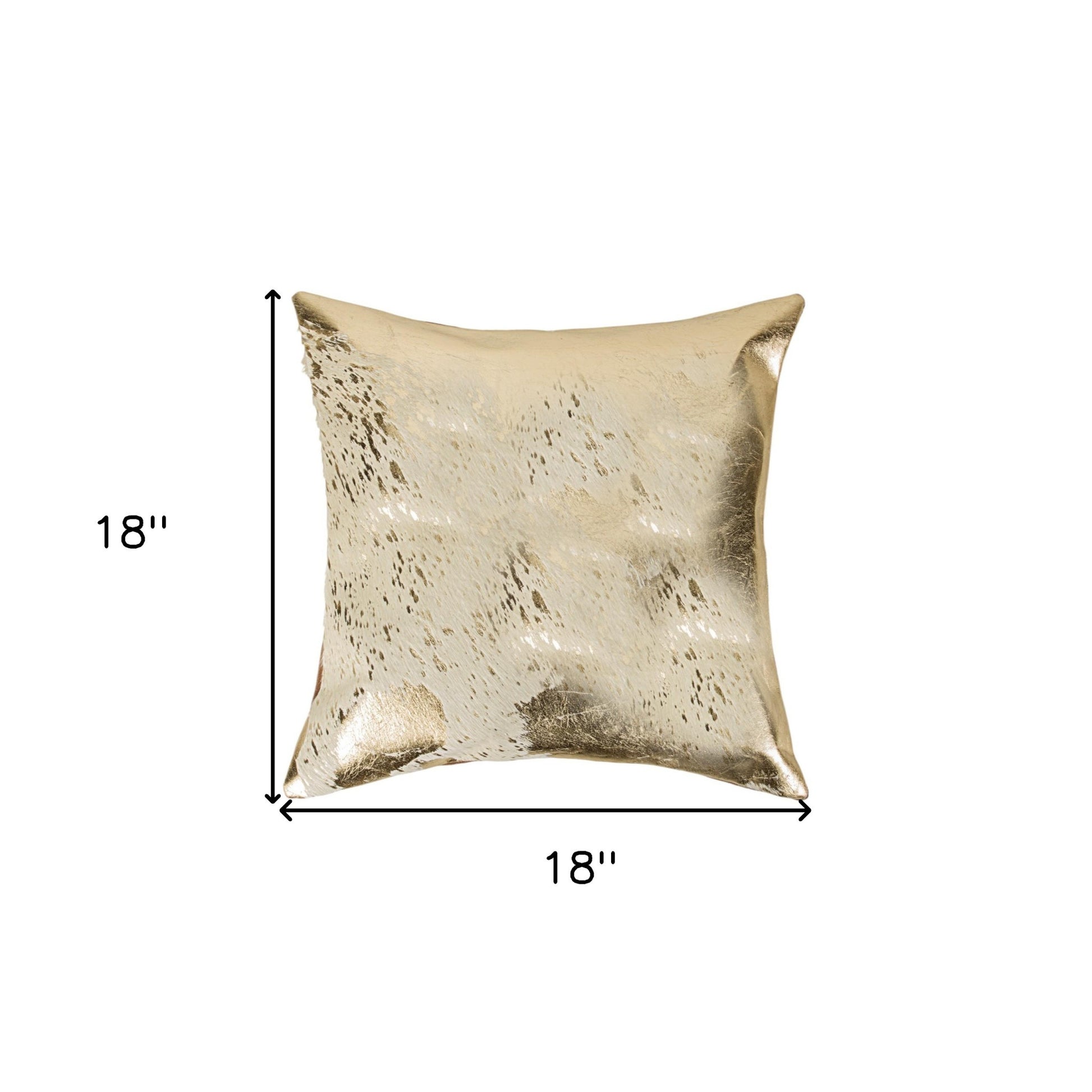 Set of Two 18" Natural and Gold Abstract Cowhide Throw Pillows with Glitter-6