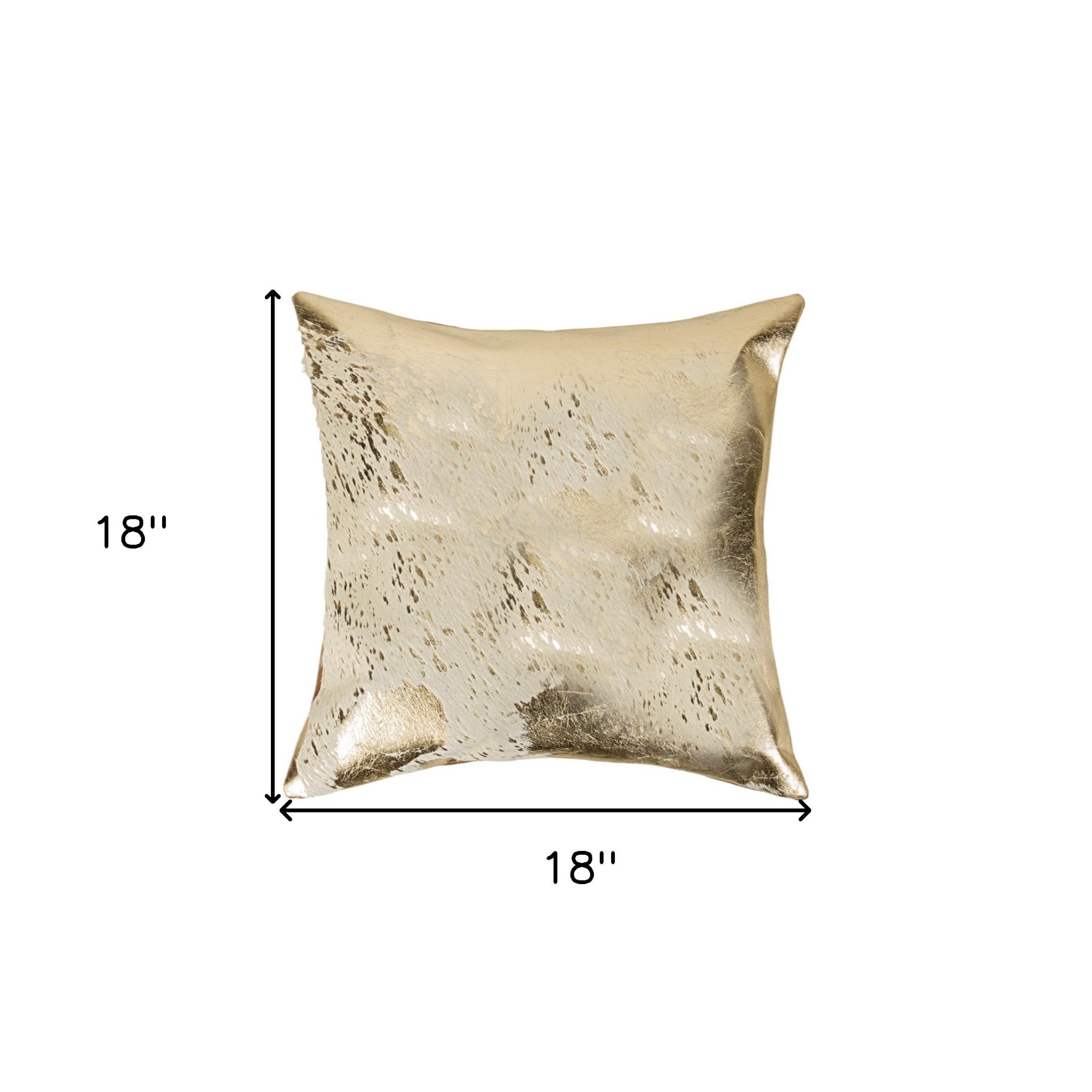 Set of Two 18" Natural and Gold Abstract Cowhide Throw Pillows with Glitter-6