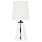 16" Clear Glass Geometric Table Lamp With White Drum Shade-Table Lamps-DECOROLALA