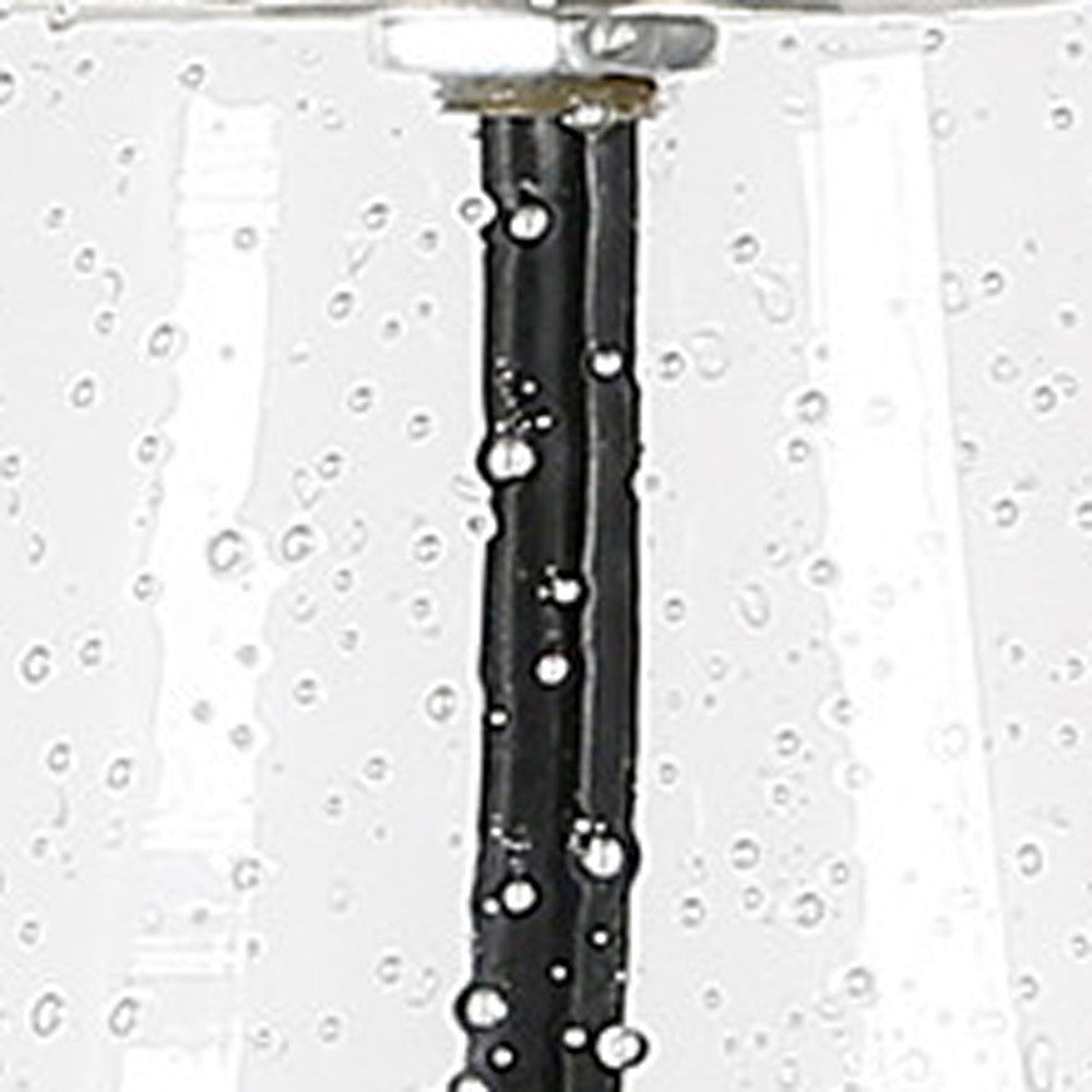 16" Clear Glass Geometric Table Lamp With White Drum Shade-Table Lamps-DECOROLALA