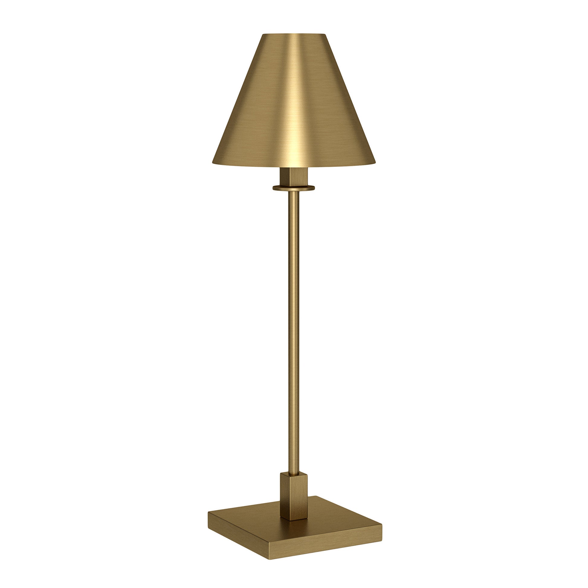 28" Brass Metal Buffet Lamp With Brass Cone Shade-Table Lamps-DECOROLALA