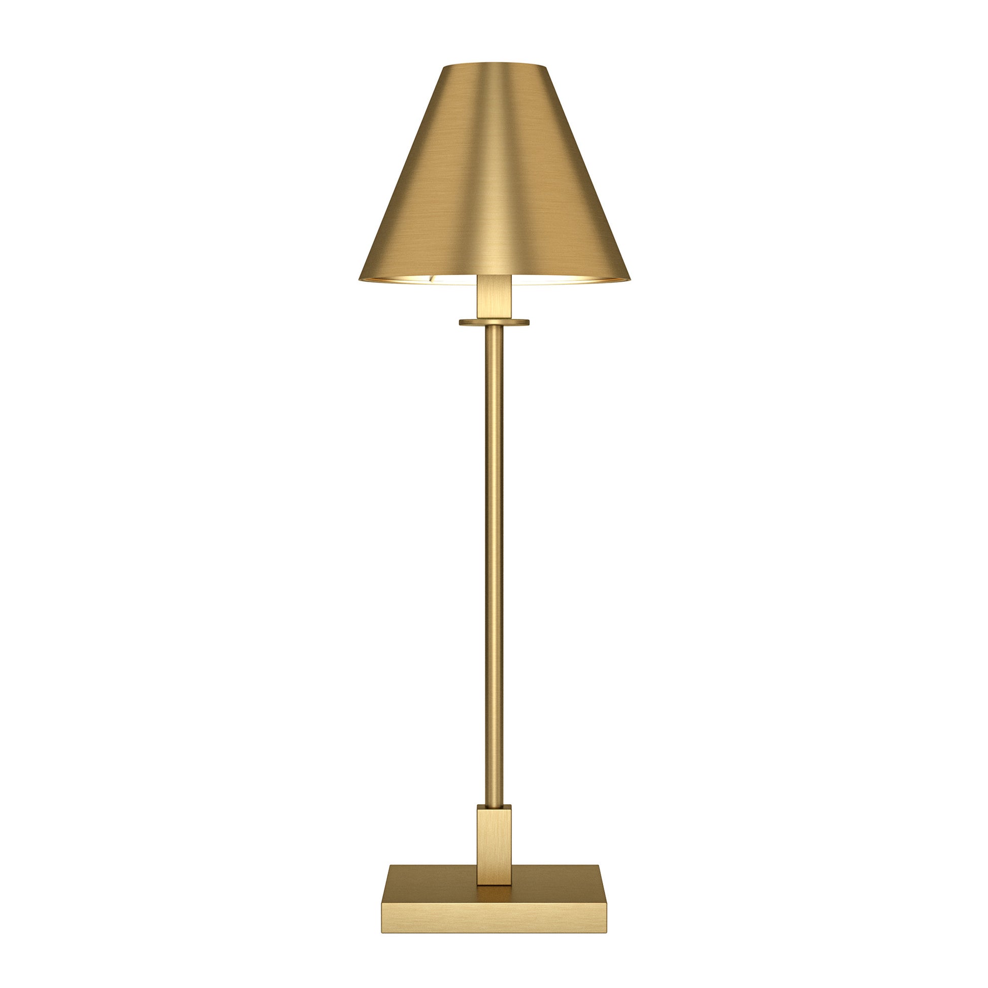 28" Brass Metal Buffet Lamp With Brass Cone Shade-Table Lamps-DECOROLALA