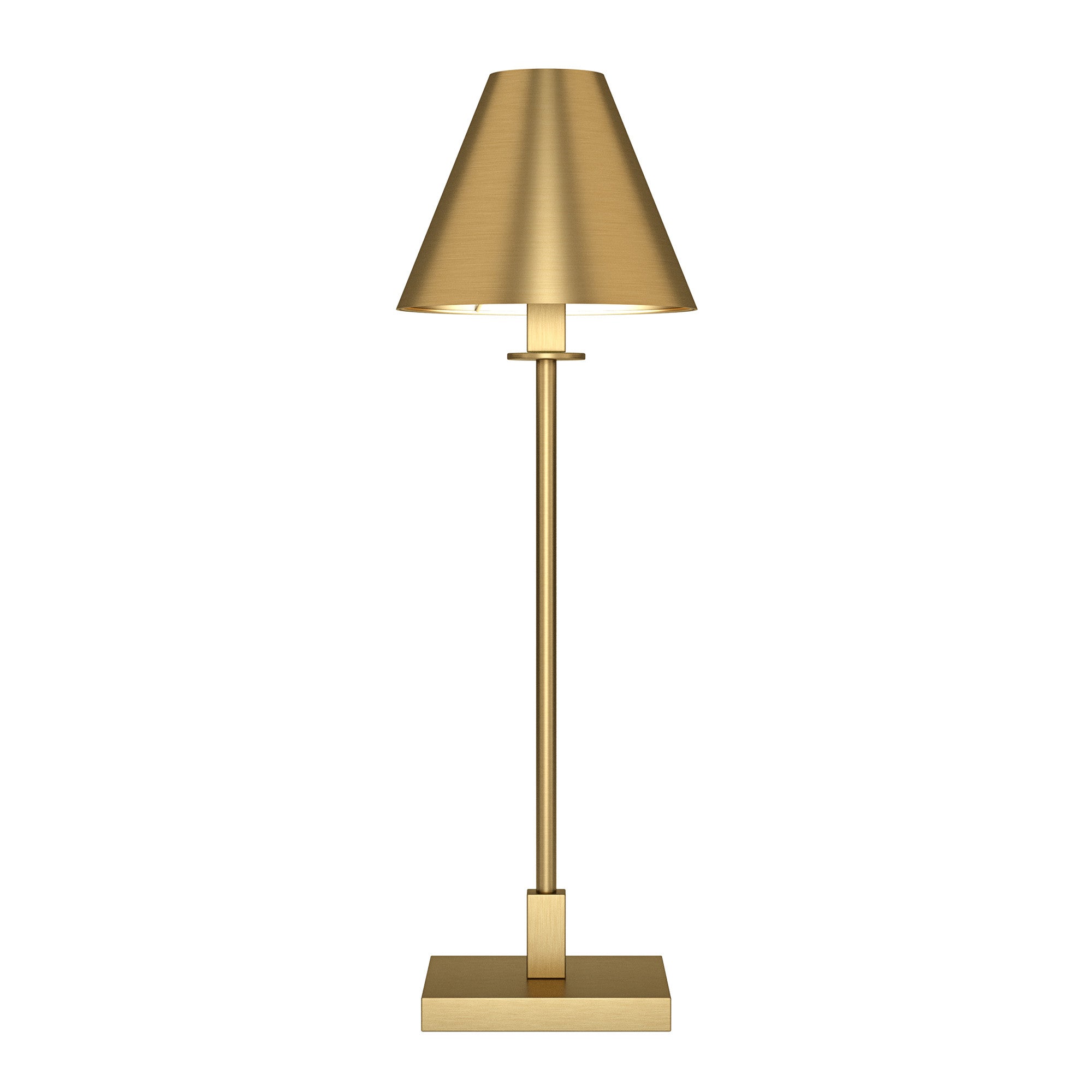 28" Brass Metal Buffet Lamp With Brass Cone Shade-Table Lamps-DECOROLALA