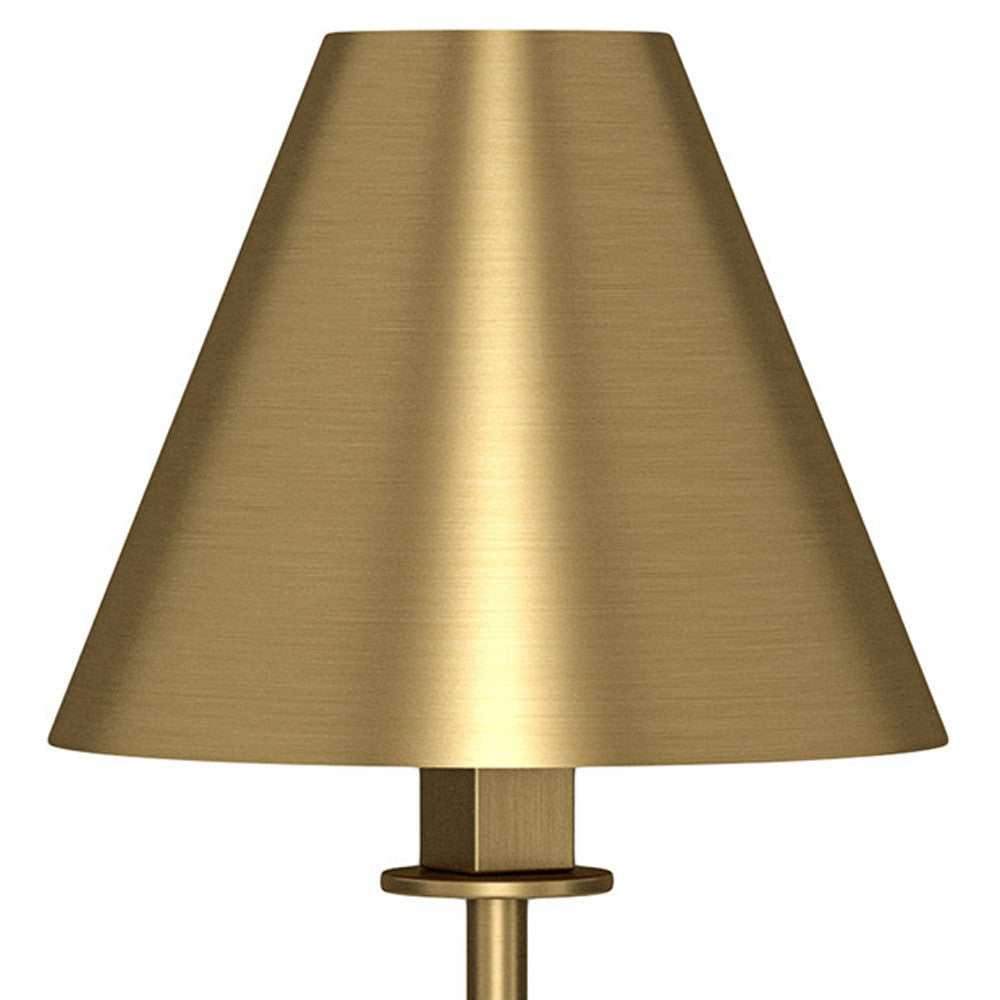 28" Brass Metal Buffet Lamp With Brass Cone Shade-Table Lamps-DECOROLALA