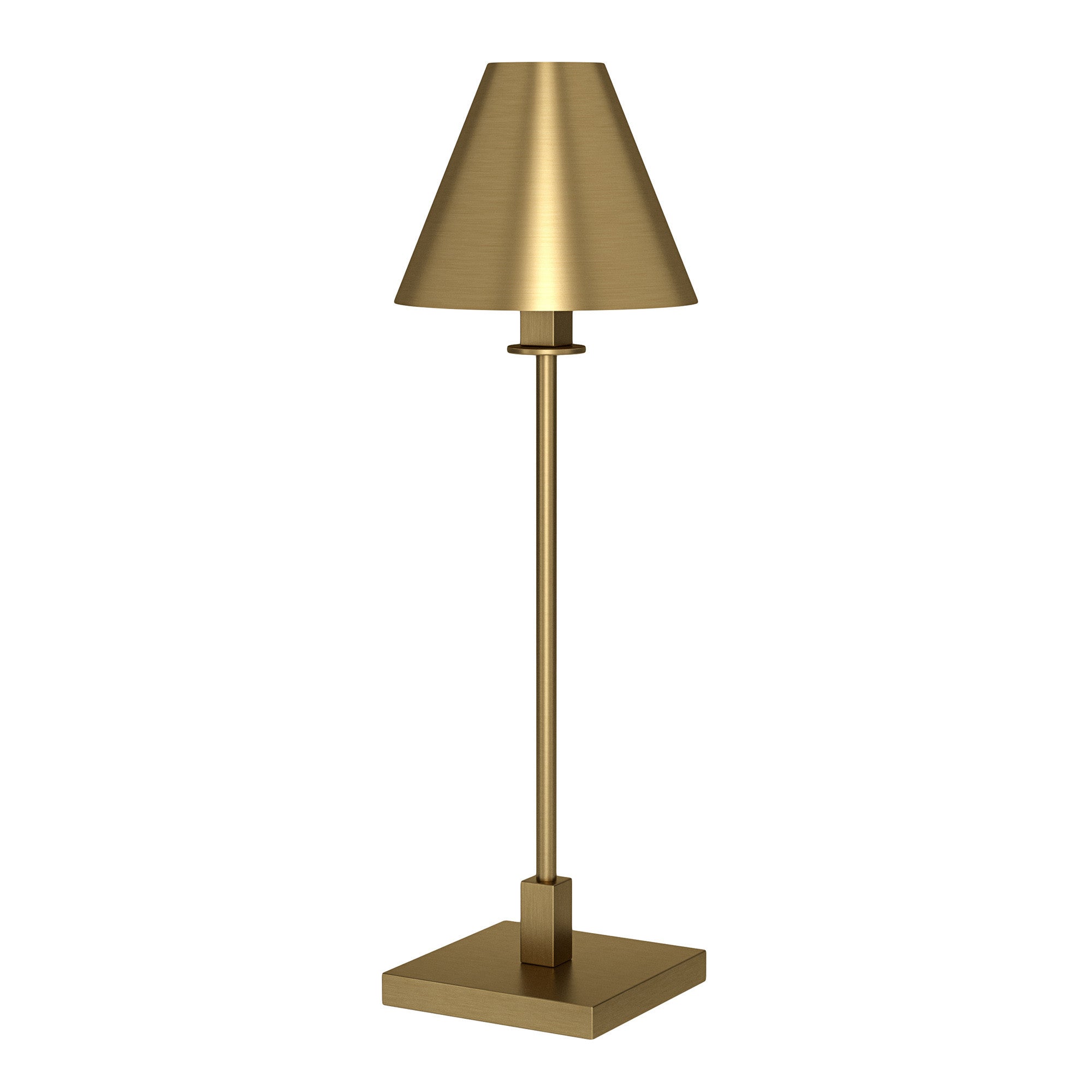 28" Brass Metal Buffet Lamp With Brass Cone Shade-Table Lamps-DECOROLALA