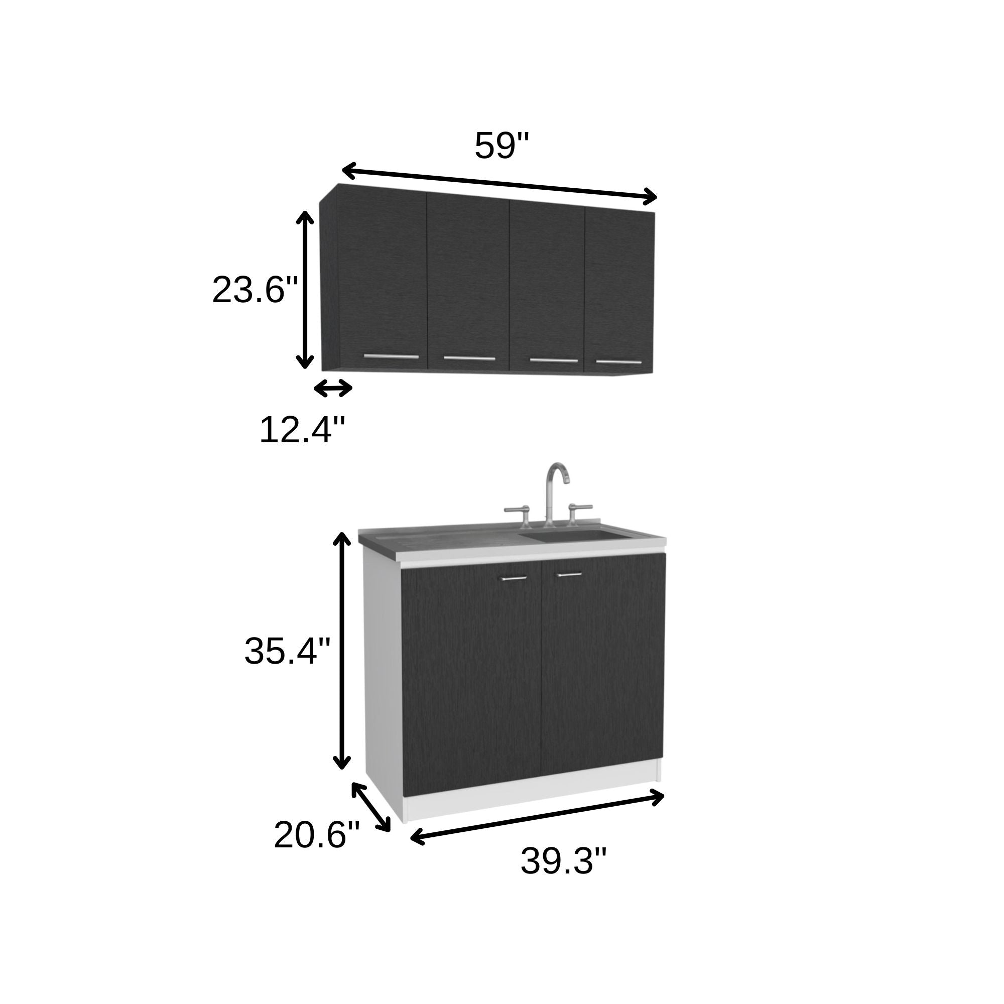 47" Black and White Wall mounted Accent Cabinet With Five Shelves-8