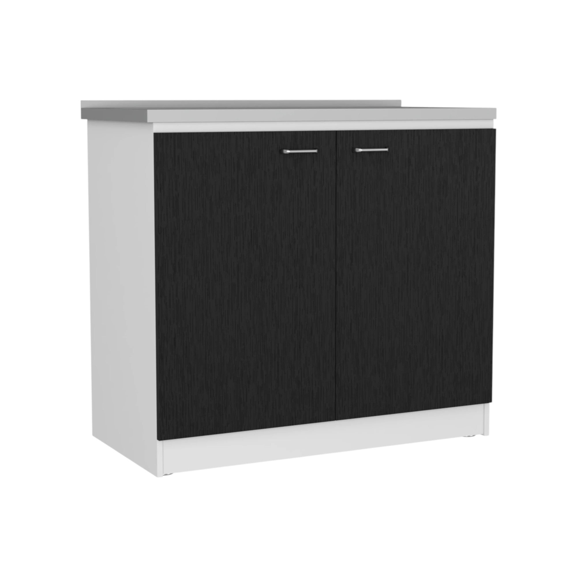 47" Black and White Wall mounted Accent Cabinet With Five Shelves-3