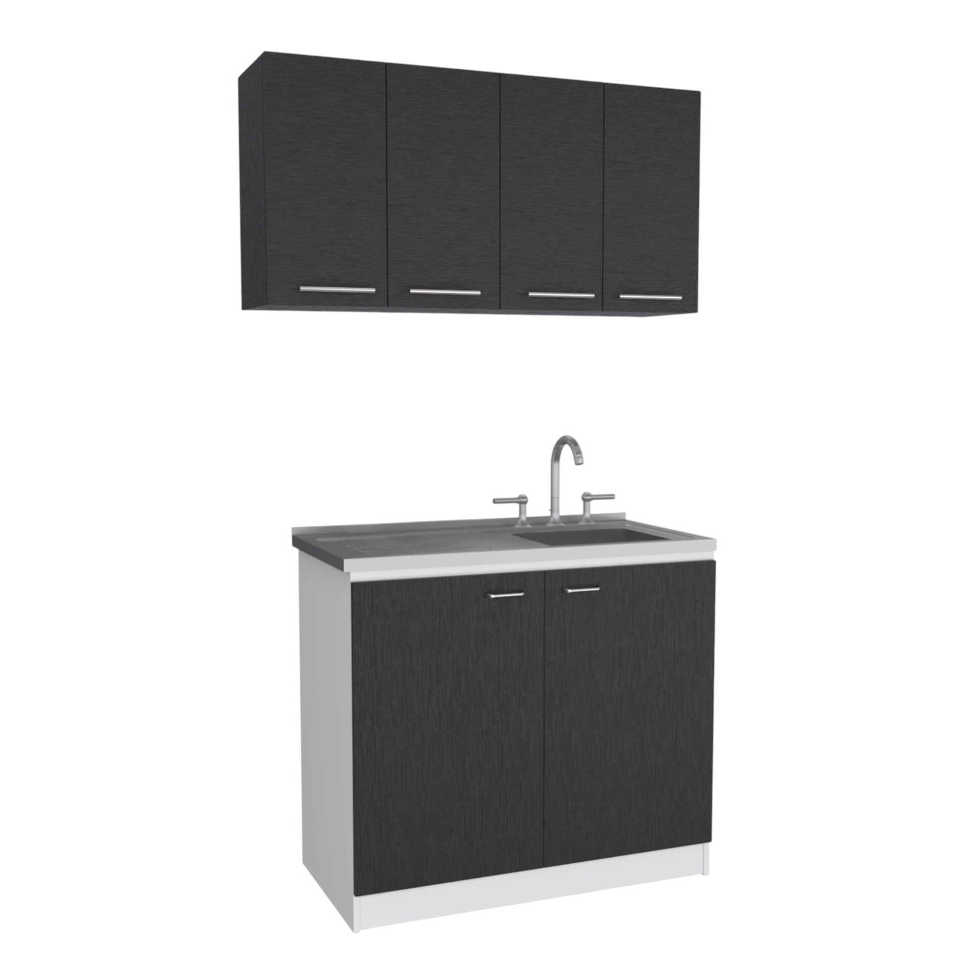 47" Black and White Wall mounted Accent Cabinet With Five Shelves-1