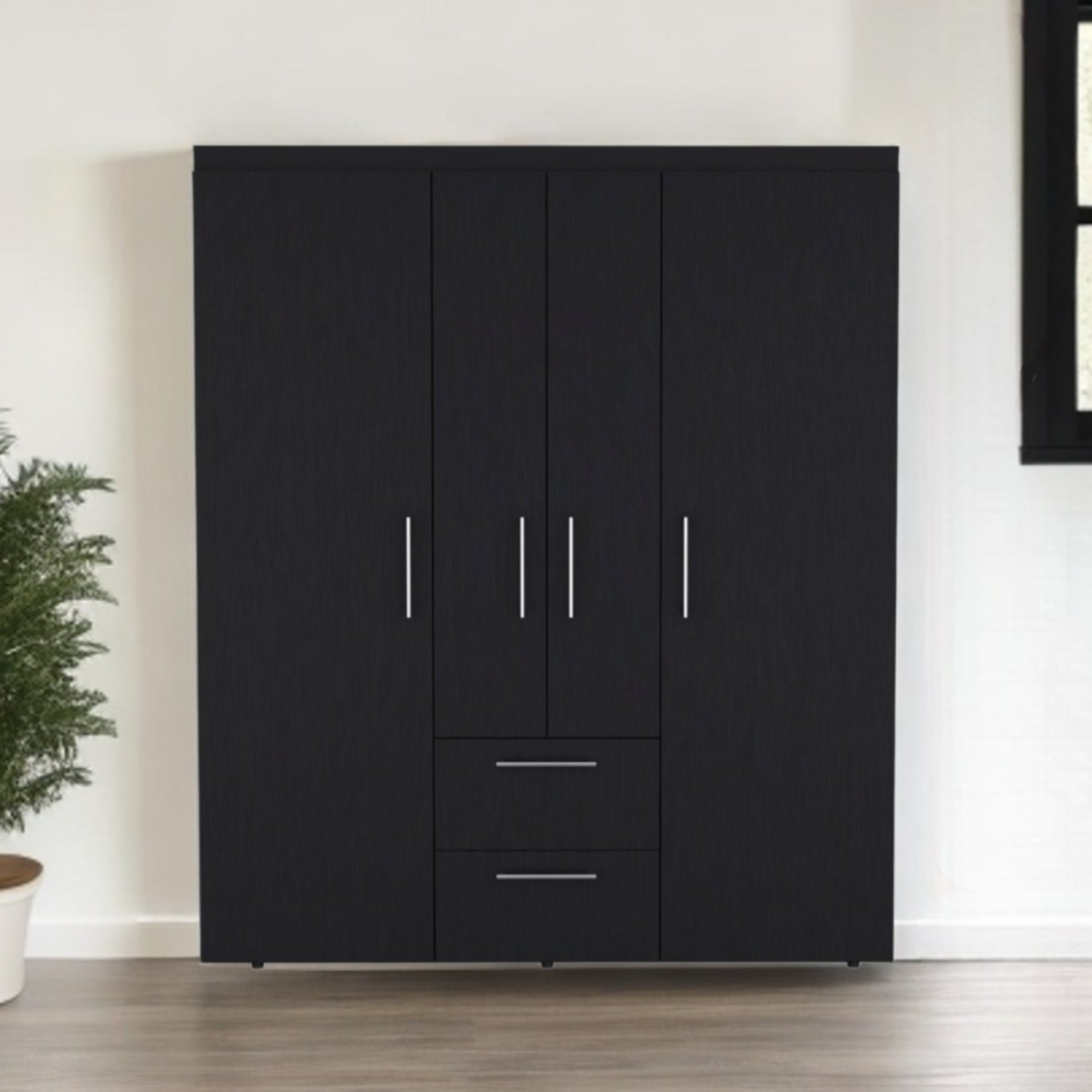 59" Black Two Drawer Combo Dresser-Dressers-DECOROLALA