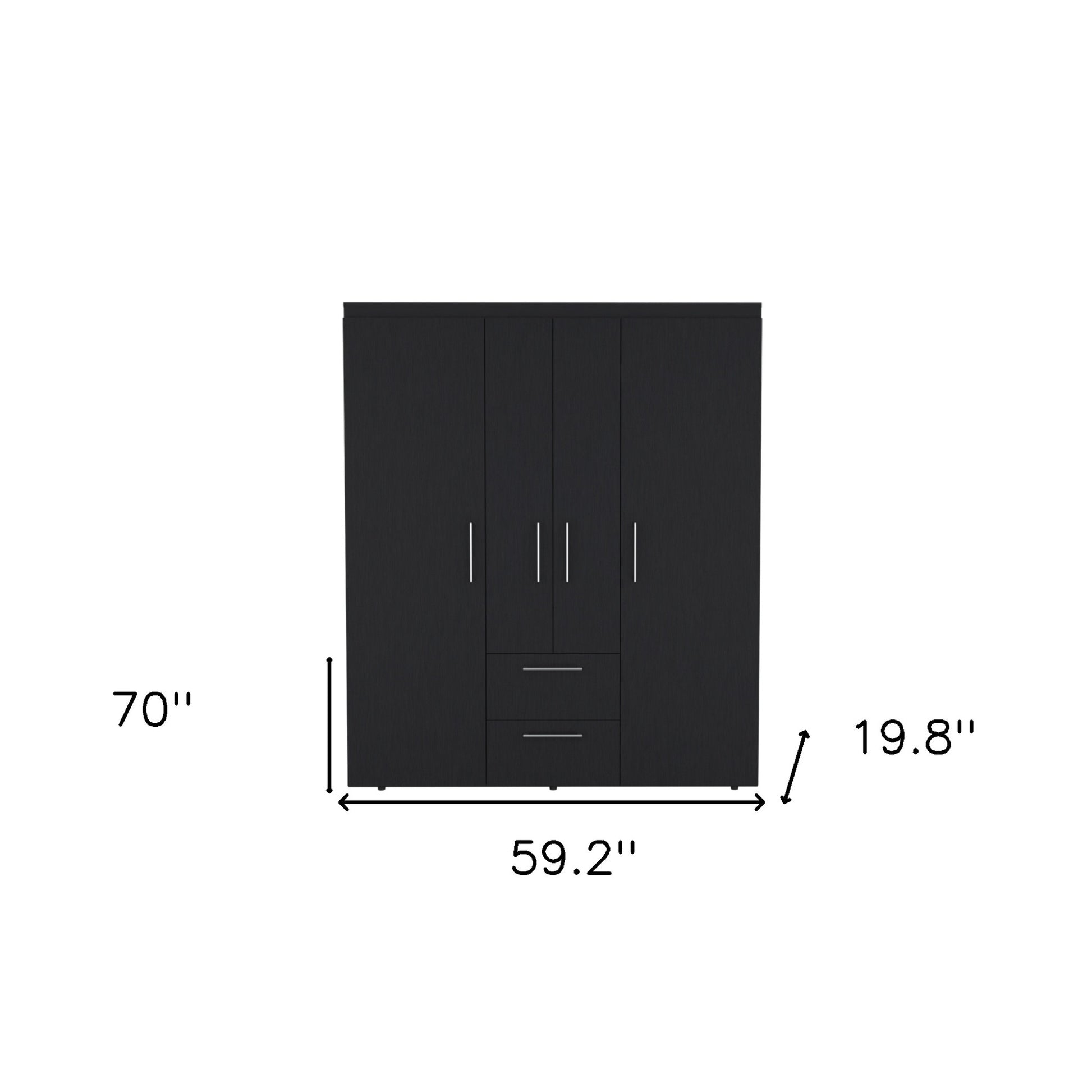 59" Black Two Drawer Combo Dresser-Dressers-DECOROLALA
