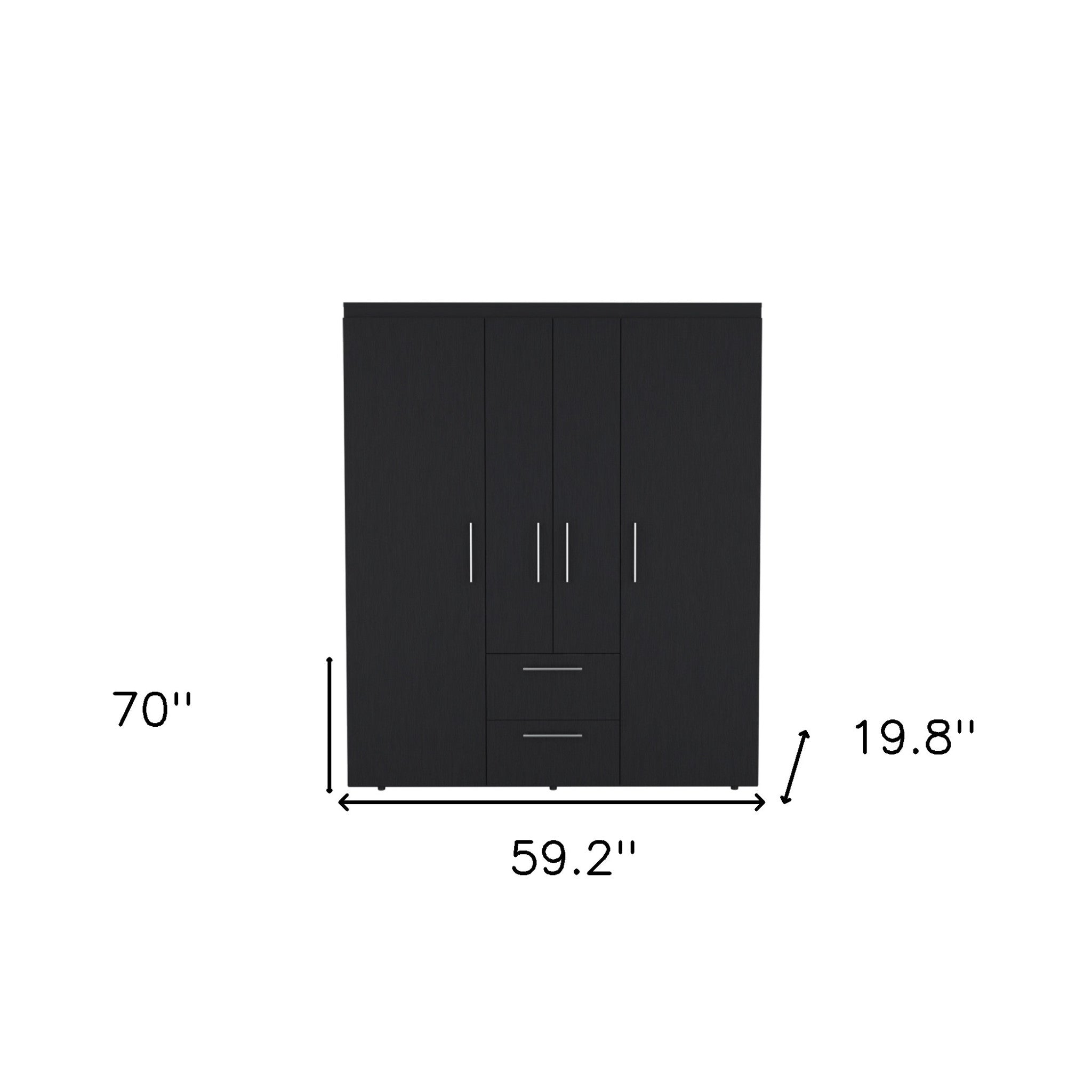 59" Black Two Drawer Combo Dresser-Dressers-DECOROLALA