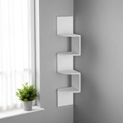 52" White Wood Wall Mounted Corner Shelf-Wall Mounted Shelves-DECOROLALA