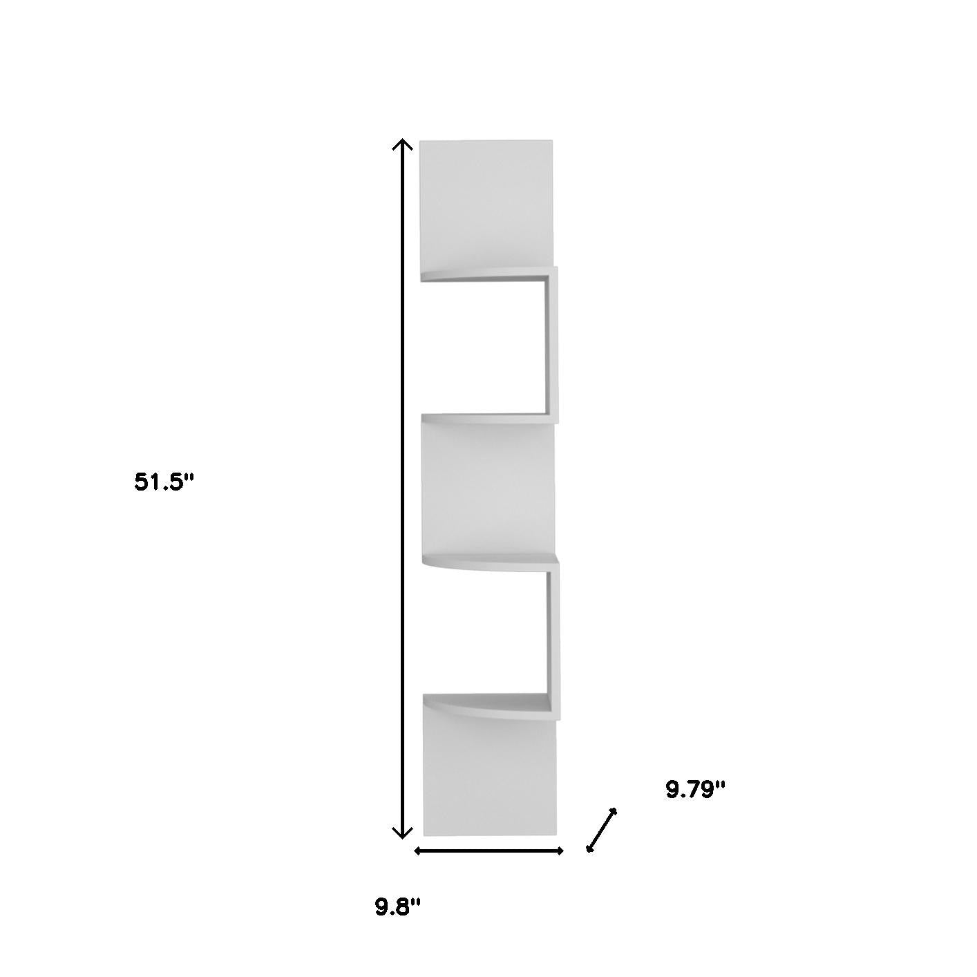 52" White Wood Wall Mounted Corner Shelf-Wall Mounted Shelves-DECOROLALA