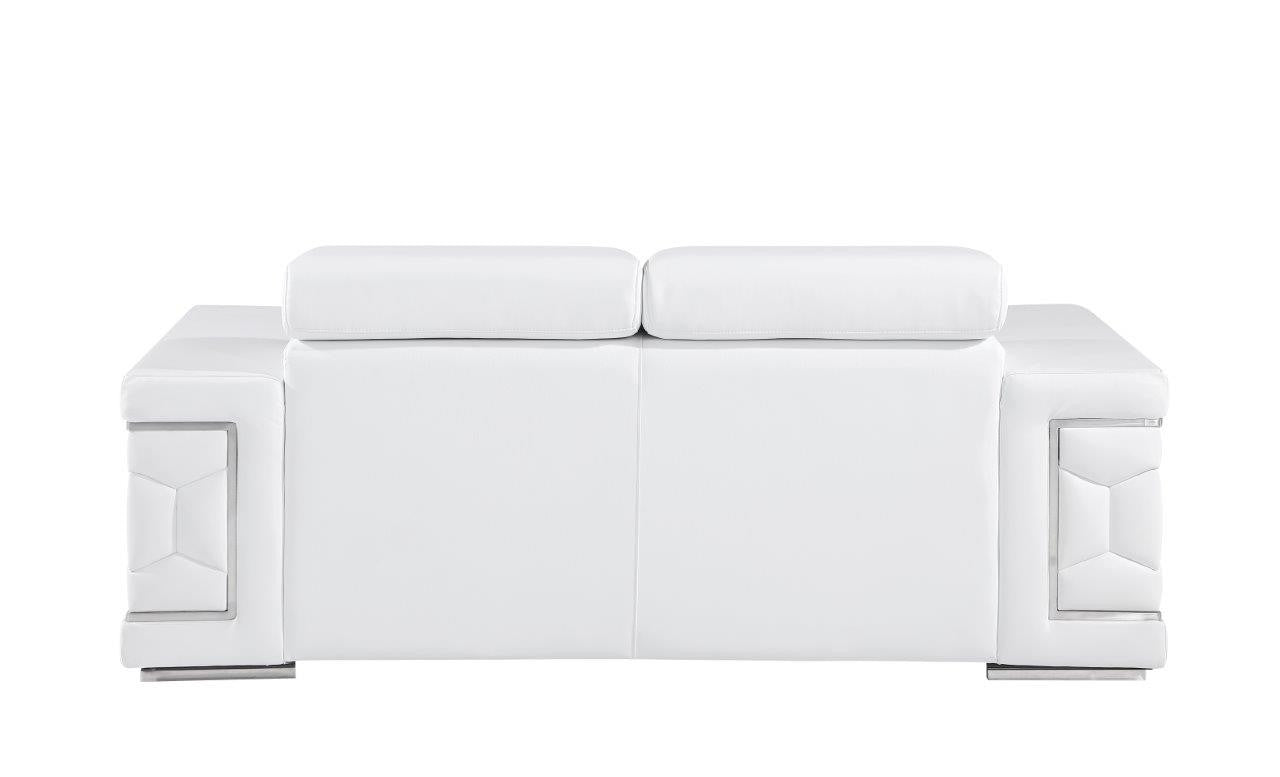 71" White And Silver Genuine Leather Love Seat-4