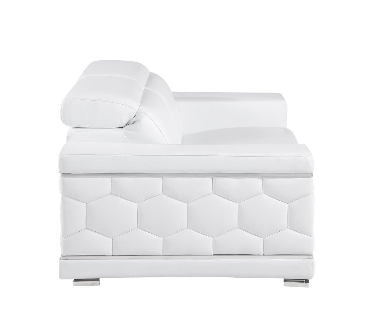 71" White And Silver Genuine Leather Love Seat-5