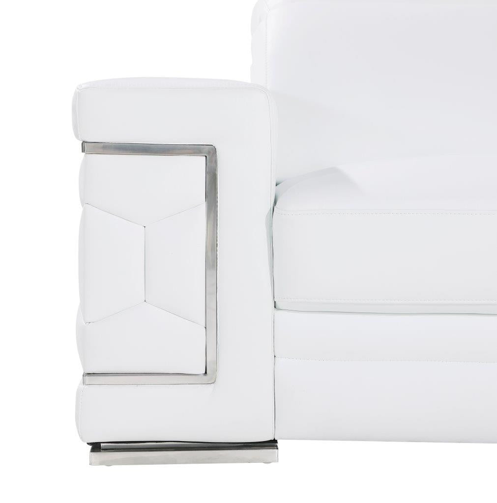 71" White And Silver Genuine Leather Love Seat-7