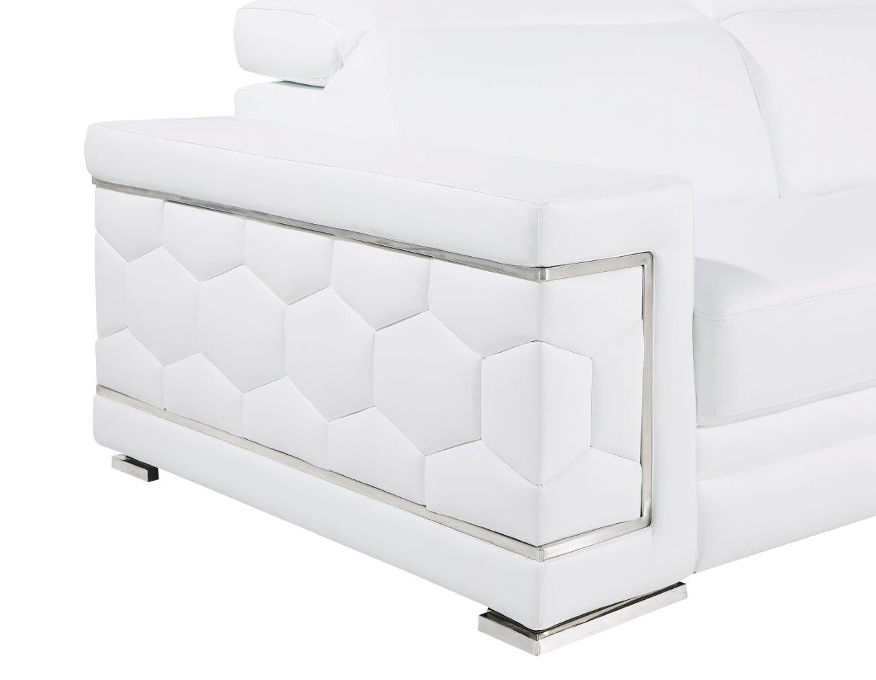 71" White And Silver Genuine Leather Love Seat-6