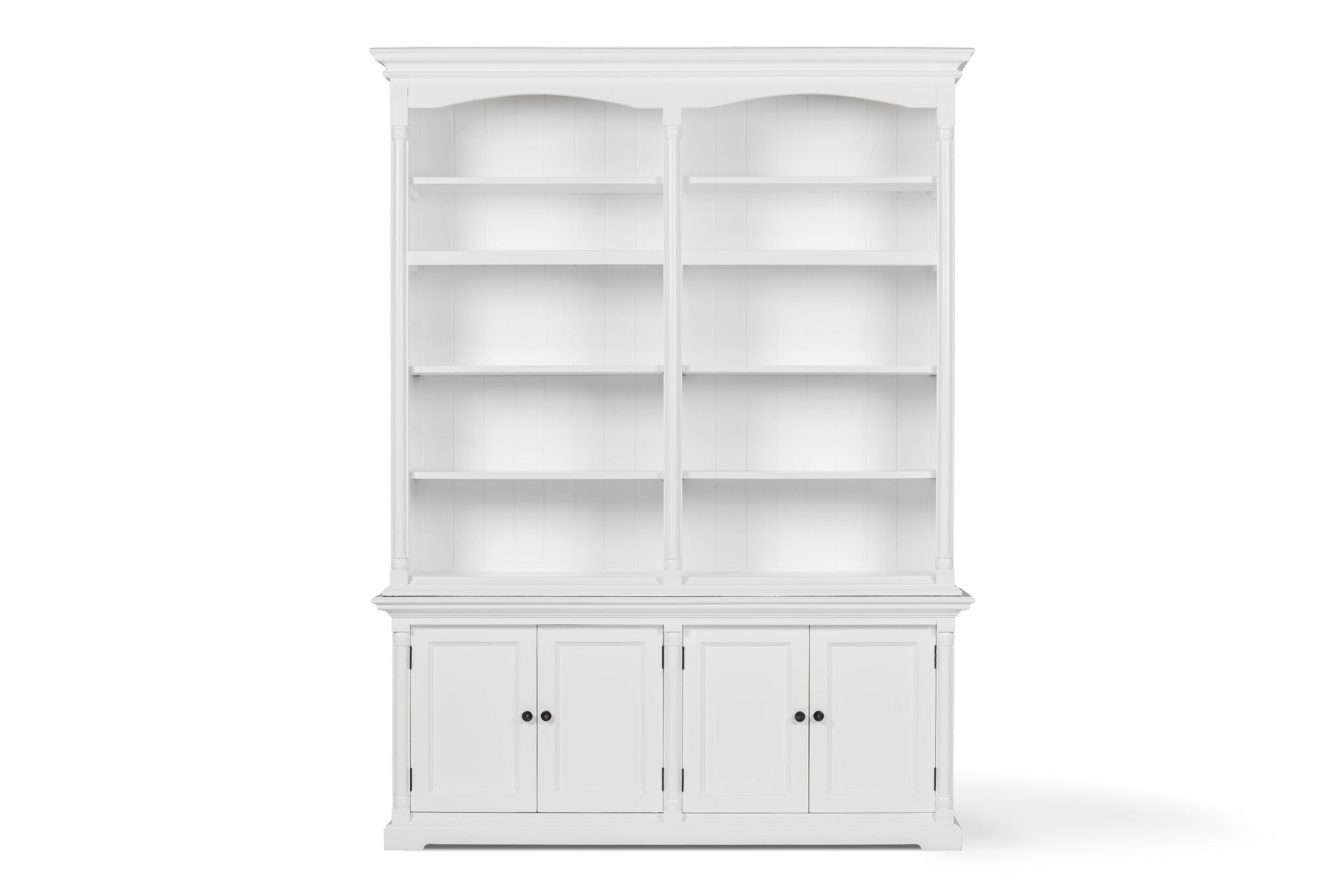 65" White Solid Wood Frame Dining Hutch With Fourteen Shelves-1