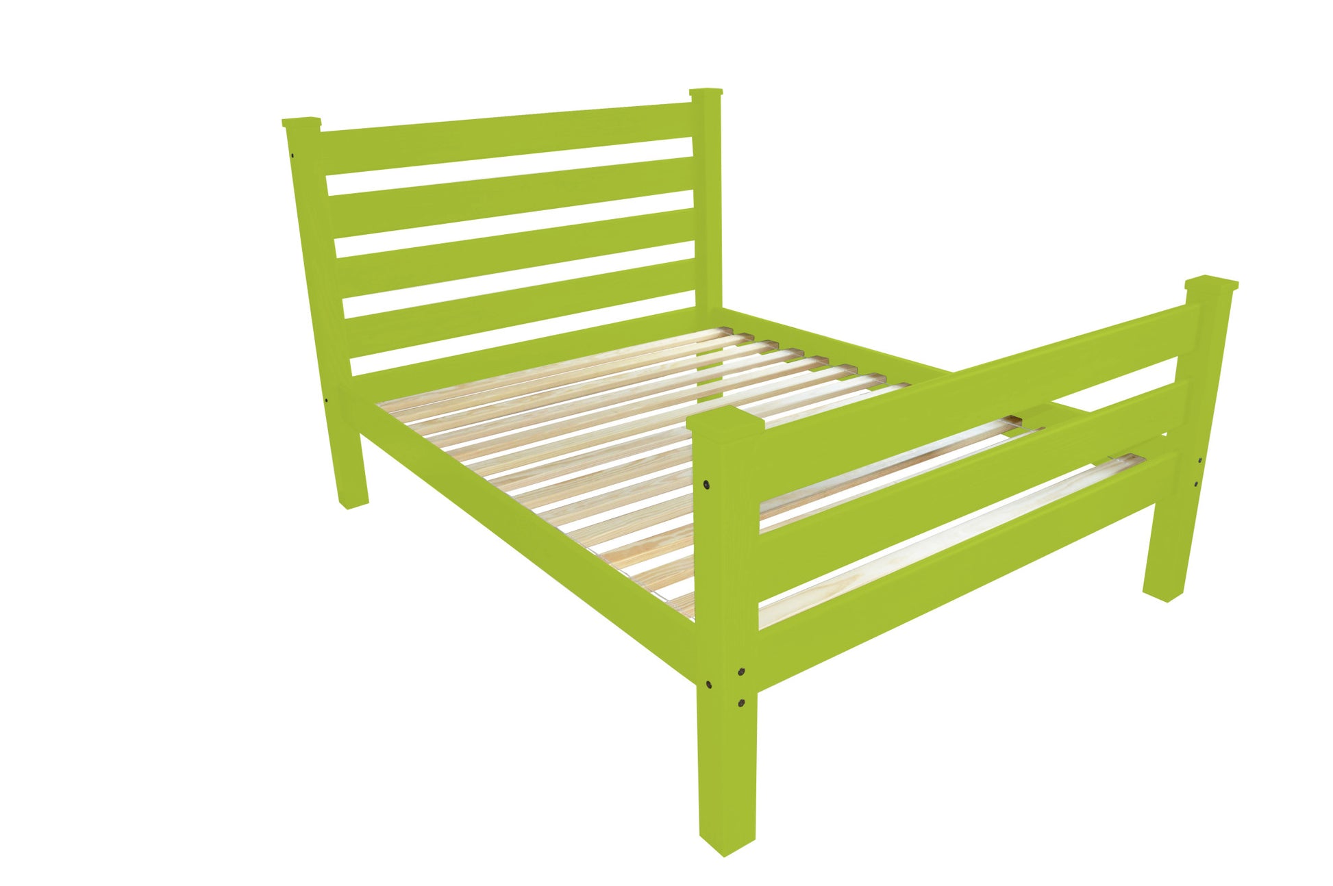 Lime Green Solid Wood Full Bed Frame-Standard Beds-DECOROLALA