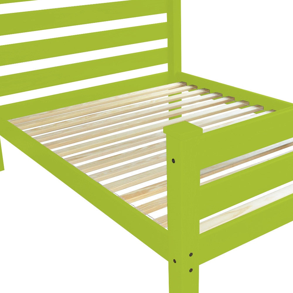 Lime Green Solid Wood Full Bed Frame-Standard Beds-DECOROLALA