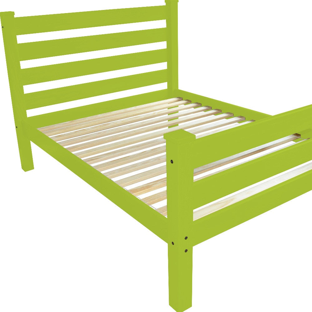 Lime Green Solid Wood Full Bed Frame-Standard Beds-DECOROLALA