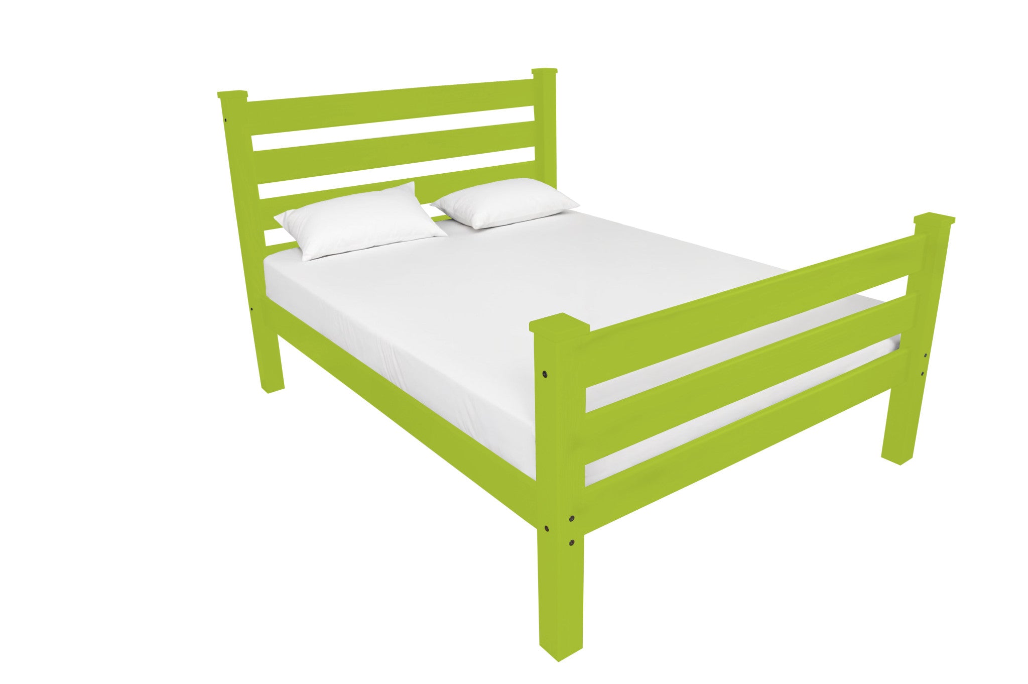 Lime Green Solid Wood Full Bed Frame-Standard Beds-DECOROLALA
