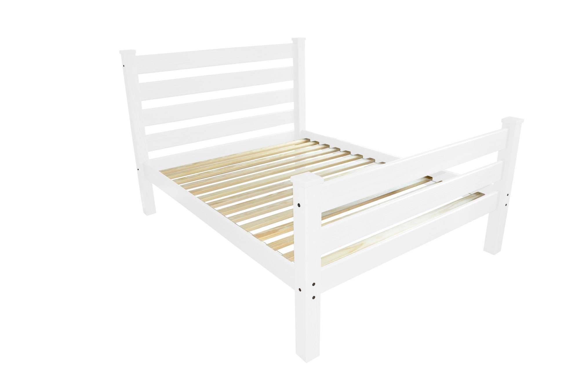White Solid Wood Full Bed Frame-Standard Beds-DECOROLALA