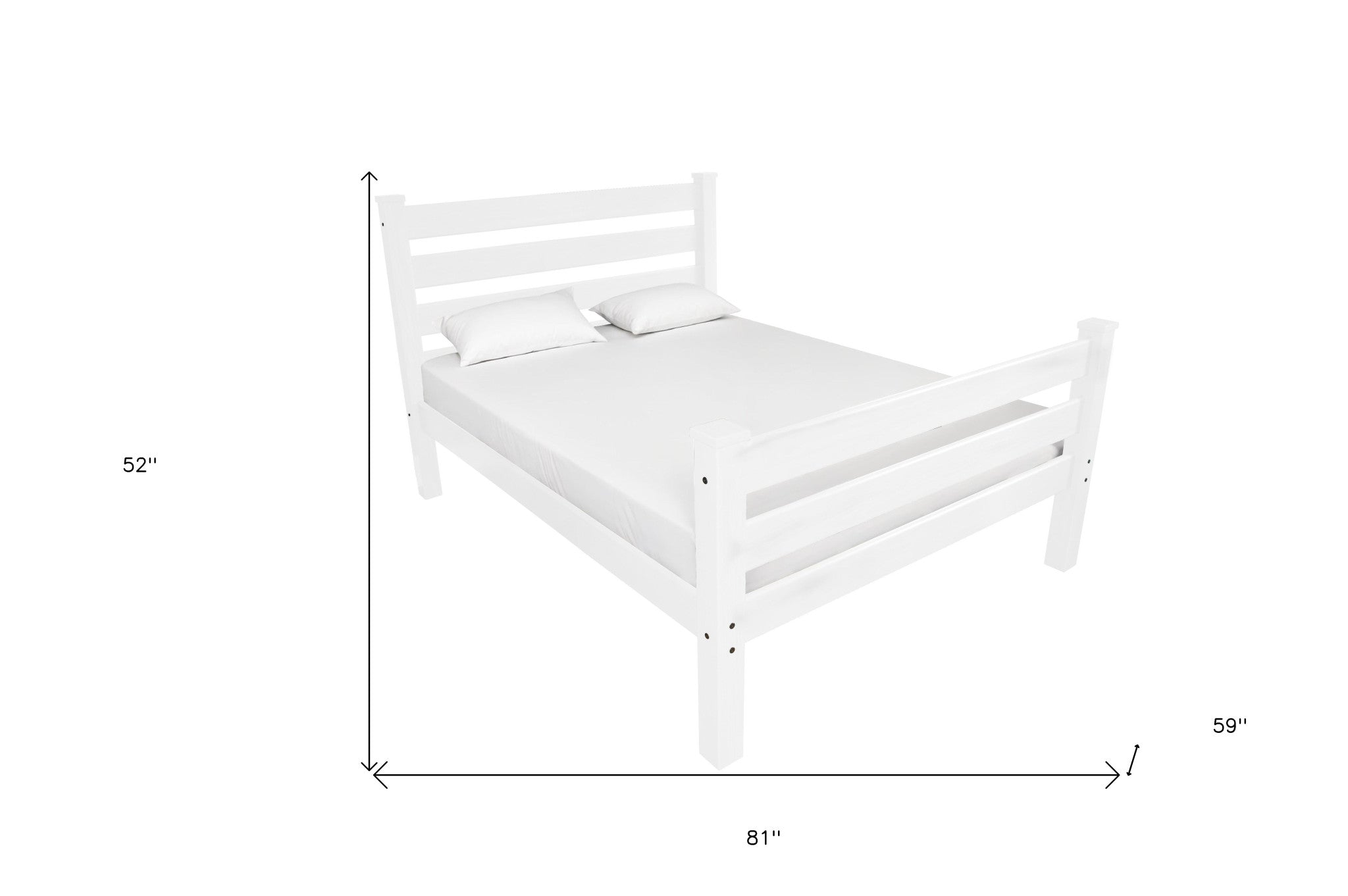 White Solid Wood Full Bed Frame-Standard Beds-DECOROLALA