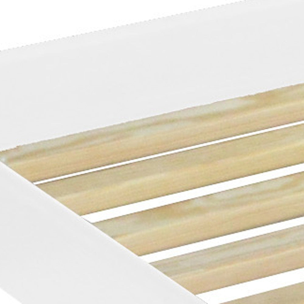 White Solid Wood Full Bed Frame-Standard Beds-DECOROLALA