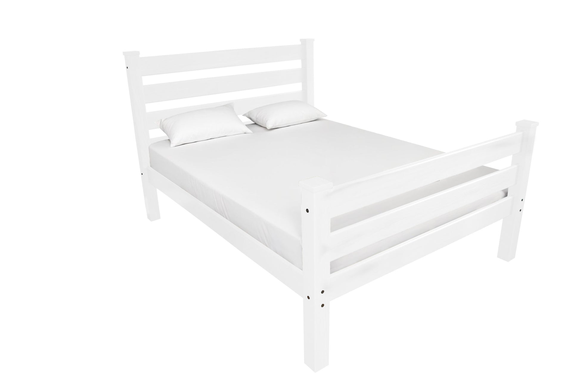 White Solid Wood Full Bed Frame-Standard Beds-DECOROLALA