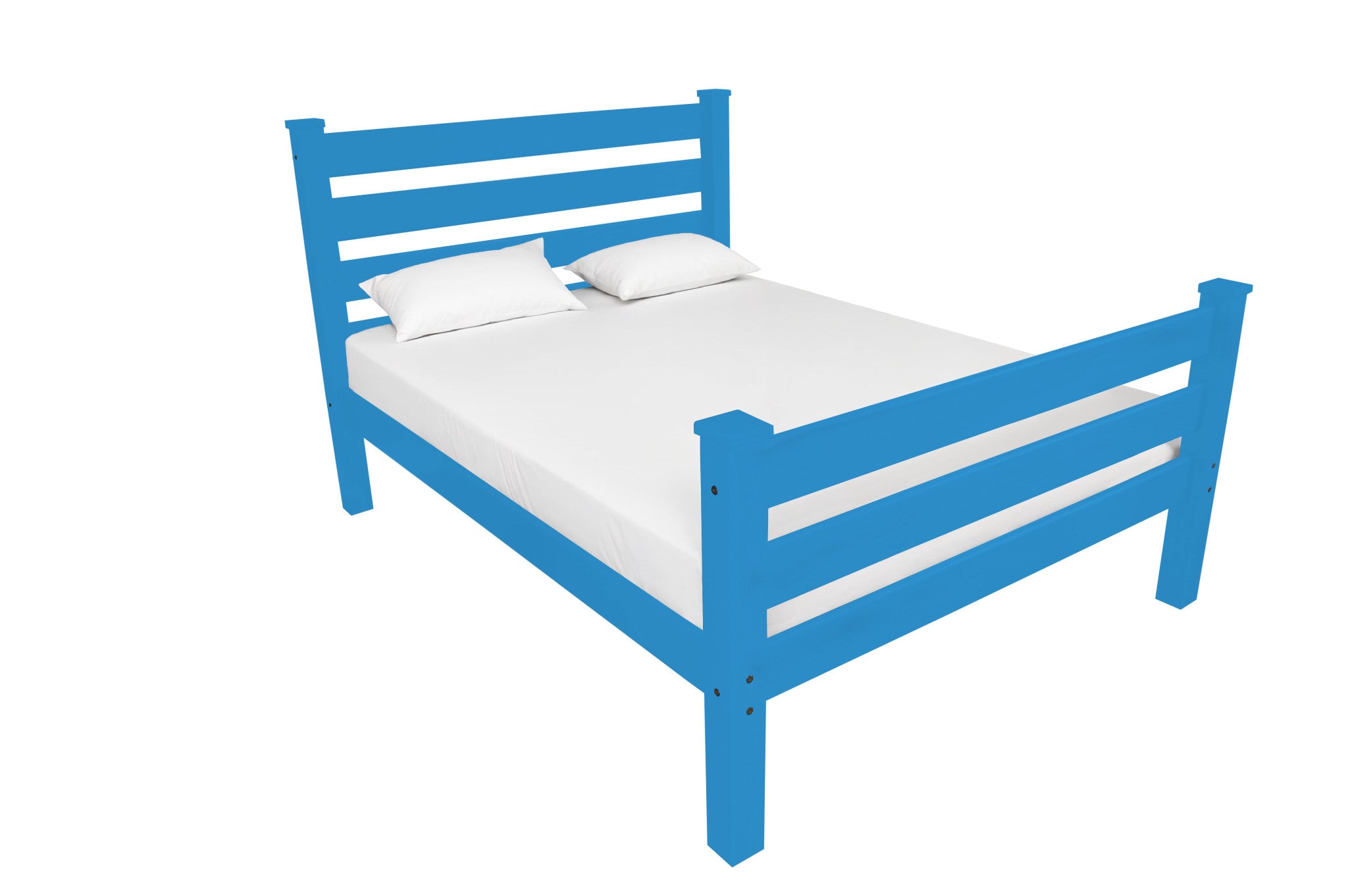 Caribbean Blue Solid Wood Queen Bed Frame-Standard Beds-DECOROLALA