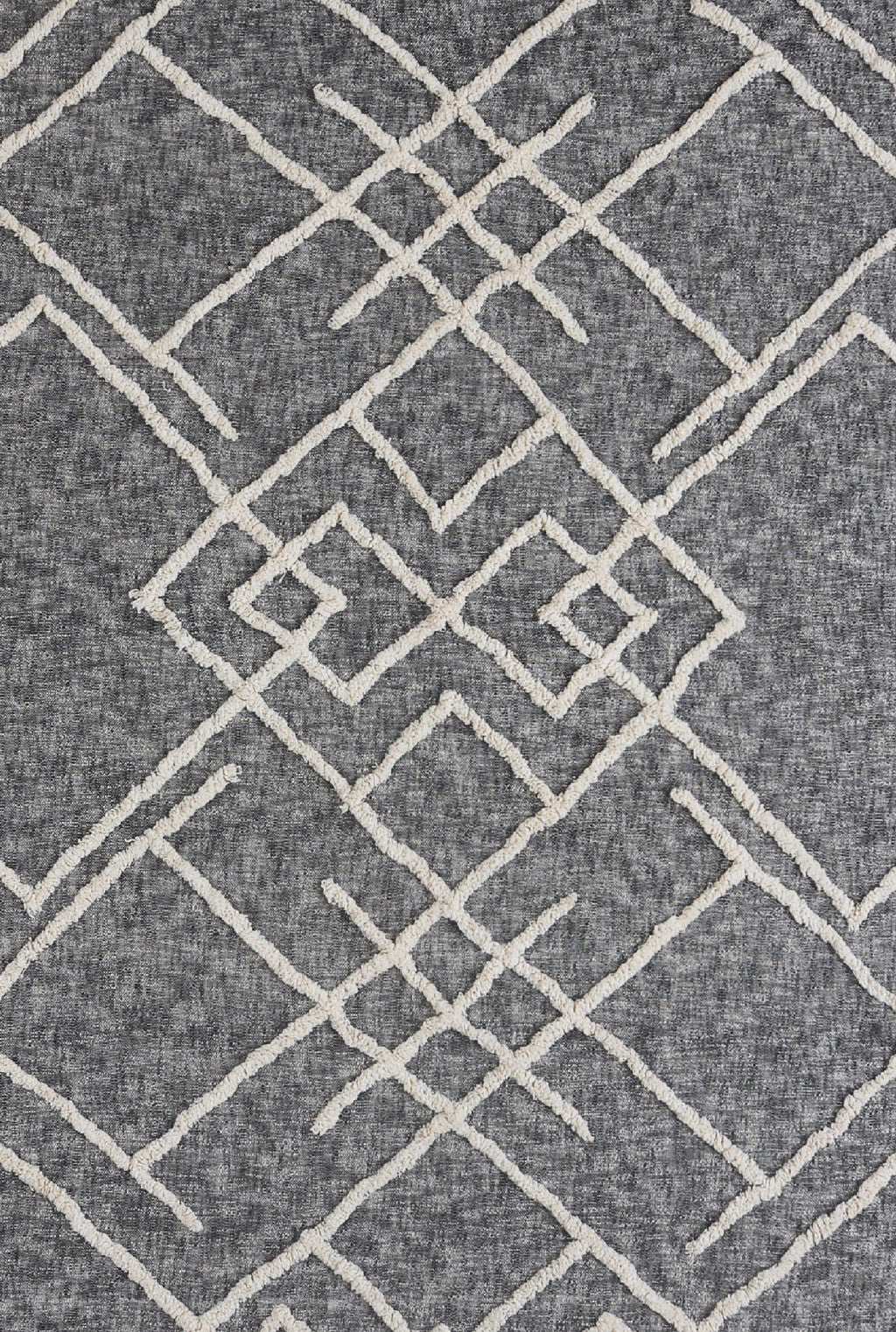 Charcoal and Off White Geometric Queen Cotton Coverlet With Fringe-Comforters and Quilts-DECOROLALA