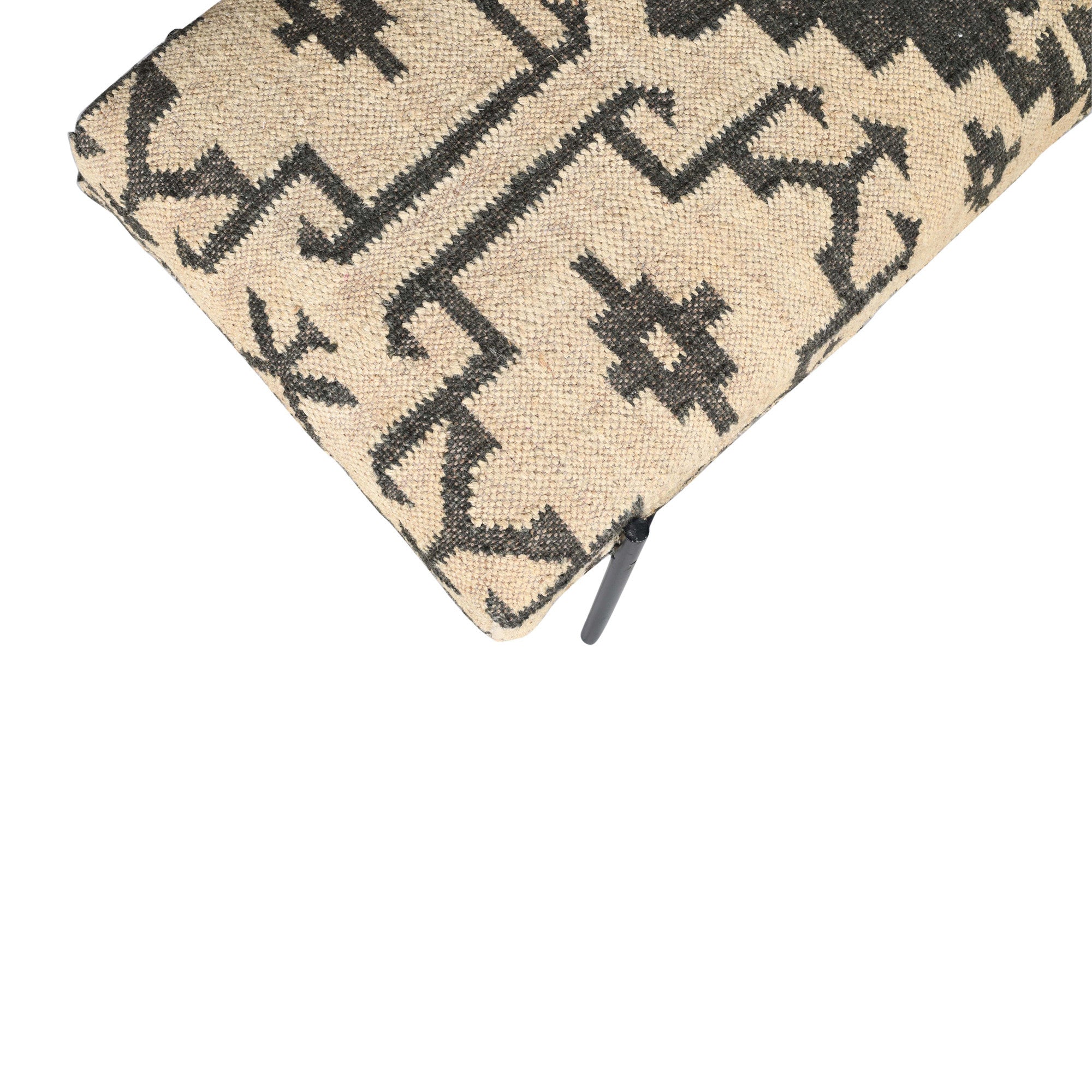 48" Cream and Black Cotton Blend Upholstered Southwest Bench-Benches-DECOROLALA