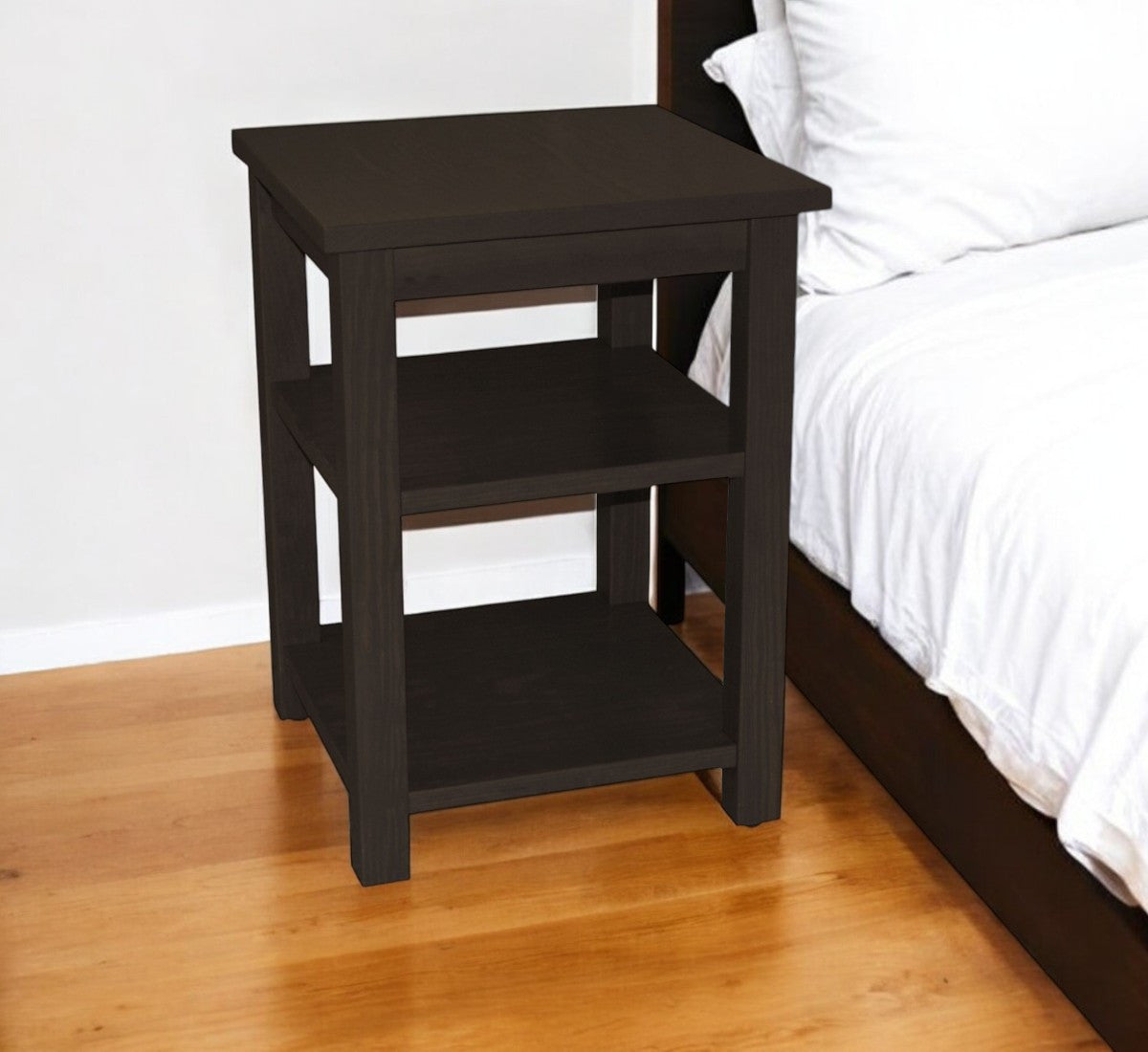 28" Brown Solid Wood Nightstand-Nightstands & Bedside Tables-DECOROLALA