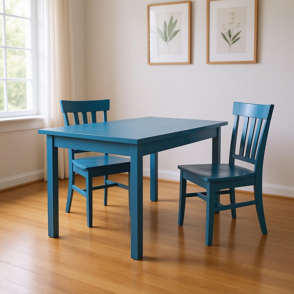 48" Caribbean Blue Solid Wood Dining Table-Dining Tables-DECOROLALA