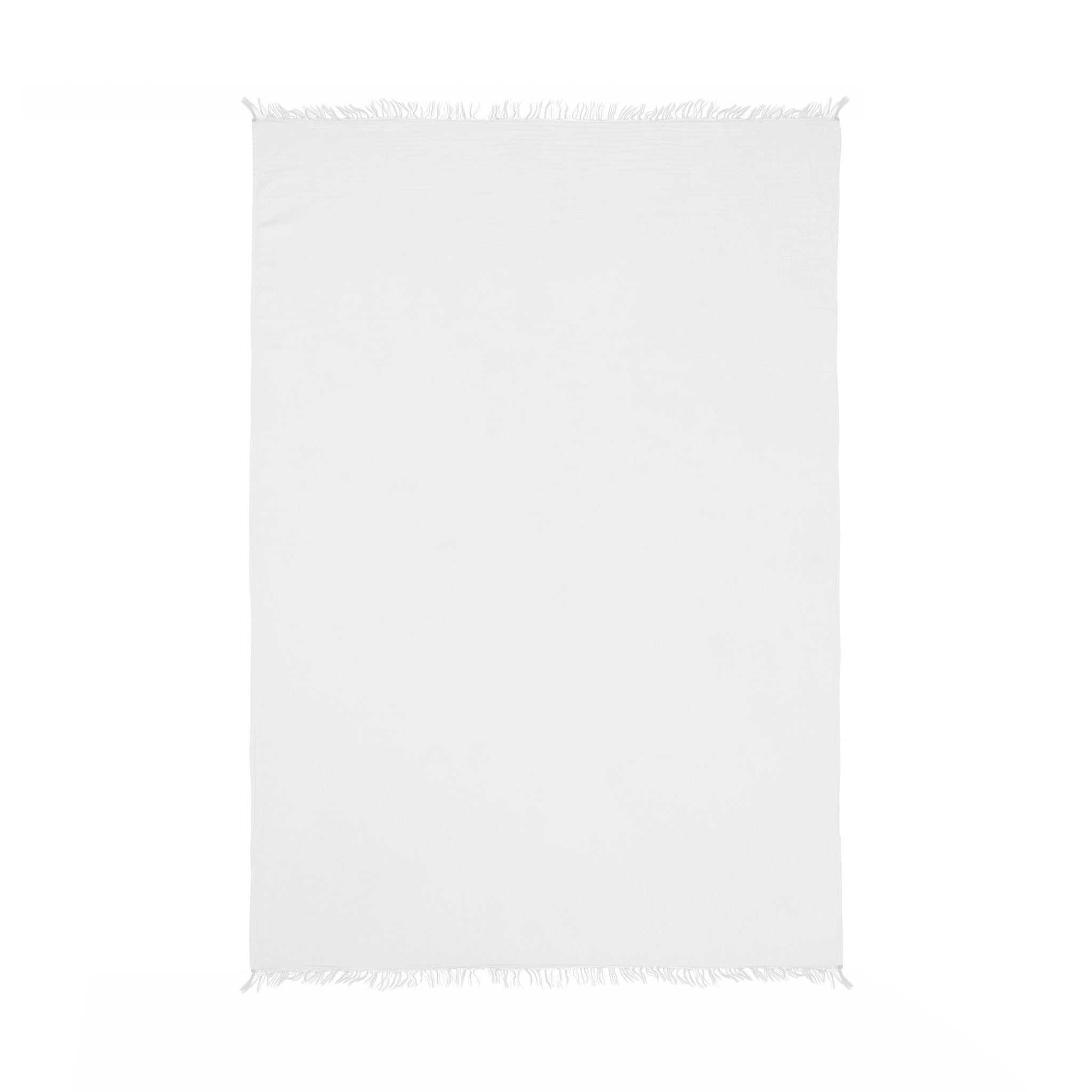 47" X 60" White Cotton Woven Turkish Towel Throw Blanket with Fringe-Throws & Blankets-DECOROLALA